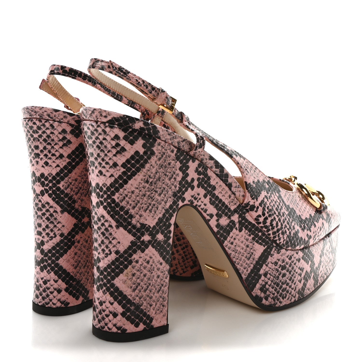 Calfskin Python Print Horsebit Platform 35/120mm Slingback Pumps 40 Wild Rose