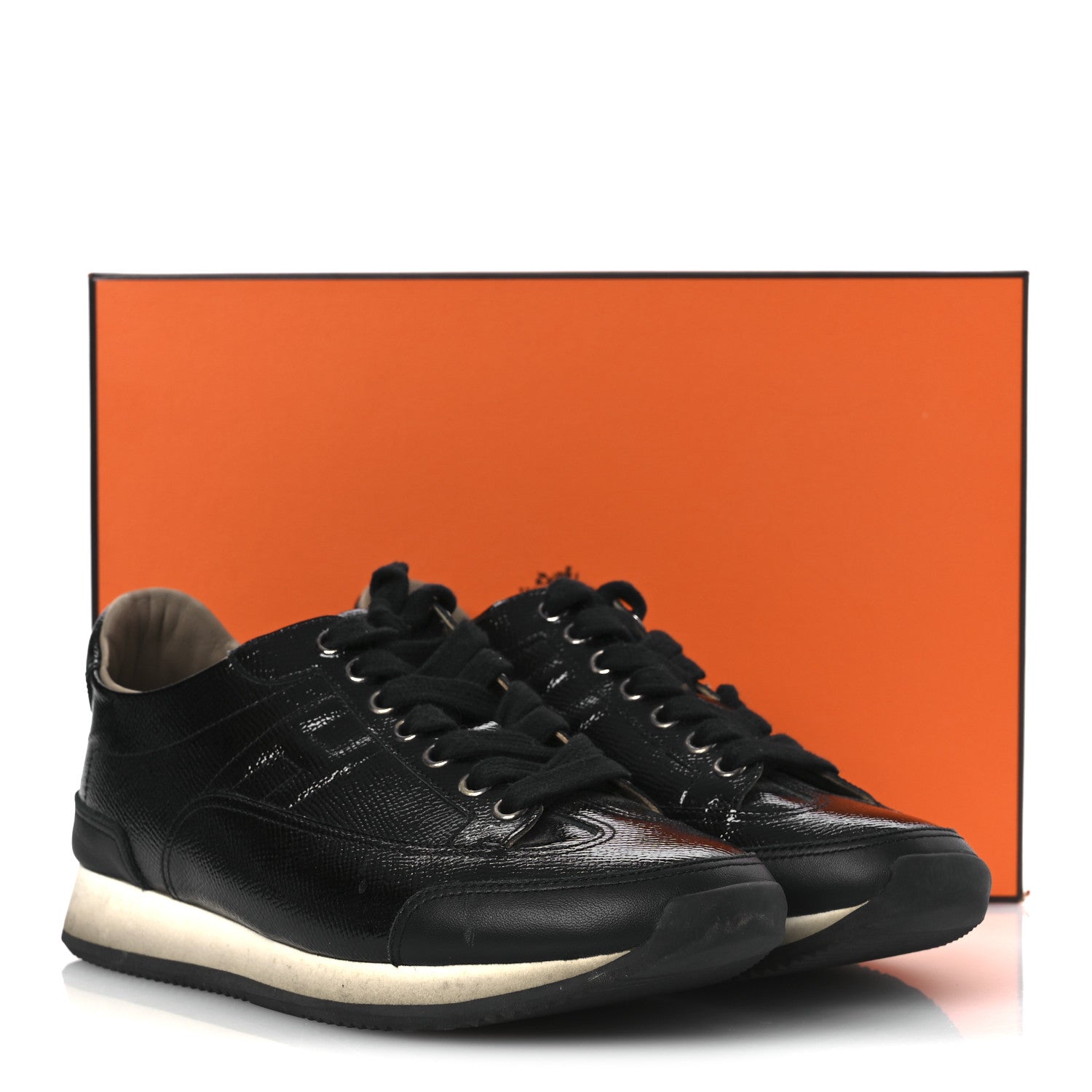 Patent Epsom Calfskin Trail Sneakers 37 Black