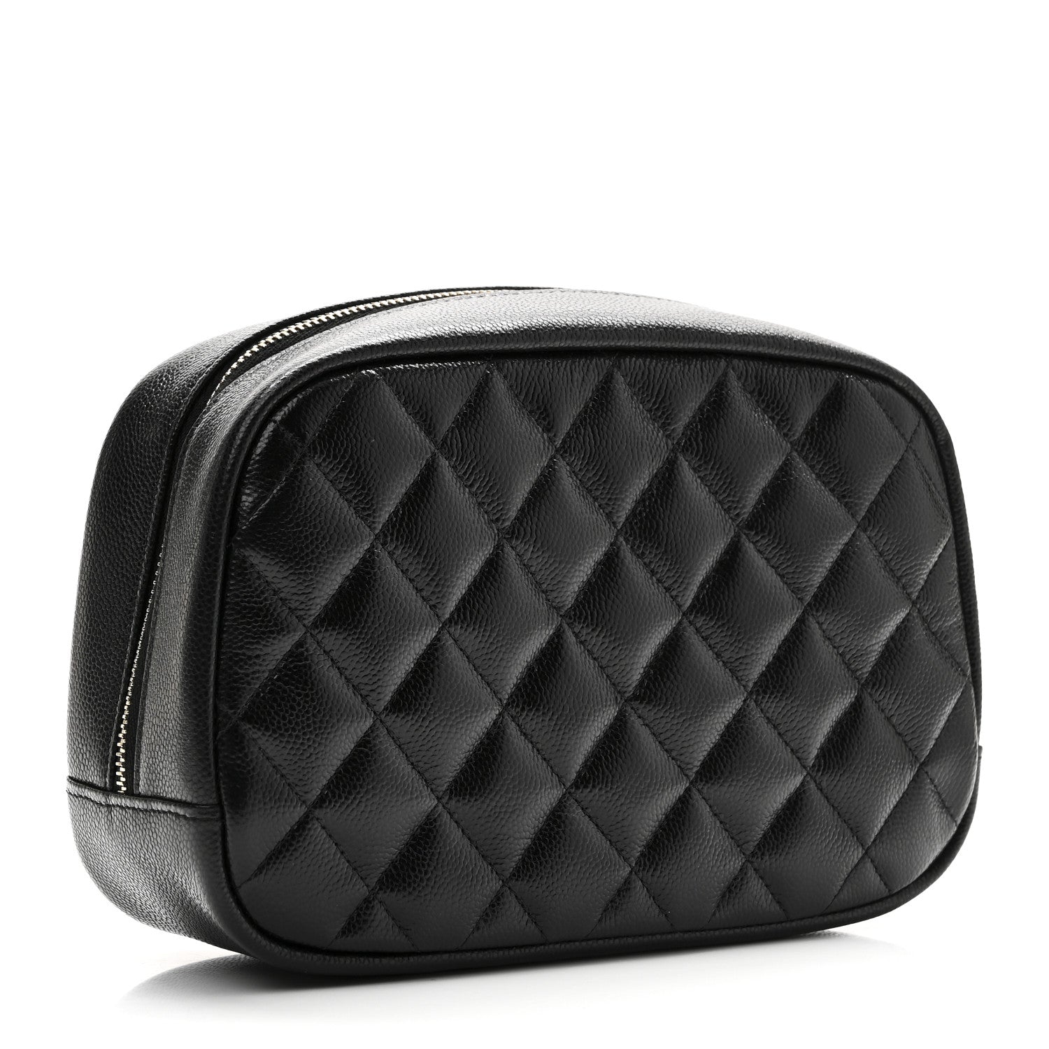 Caviar Quilted Medium Curvy Pouch Cosmetic Case Black