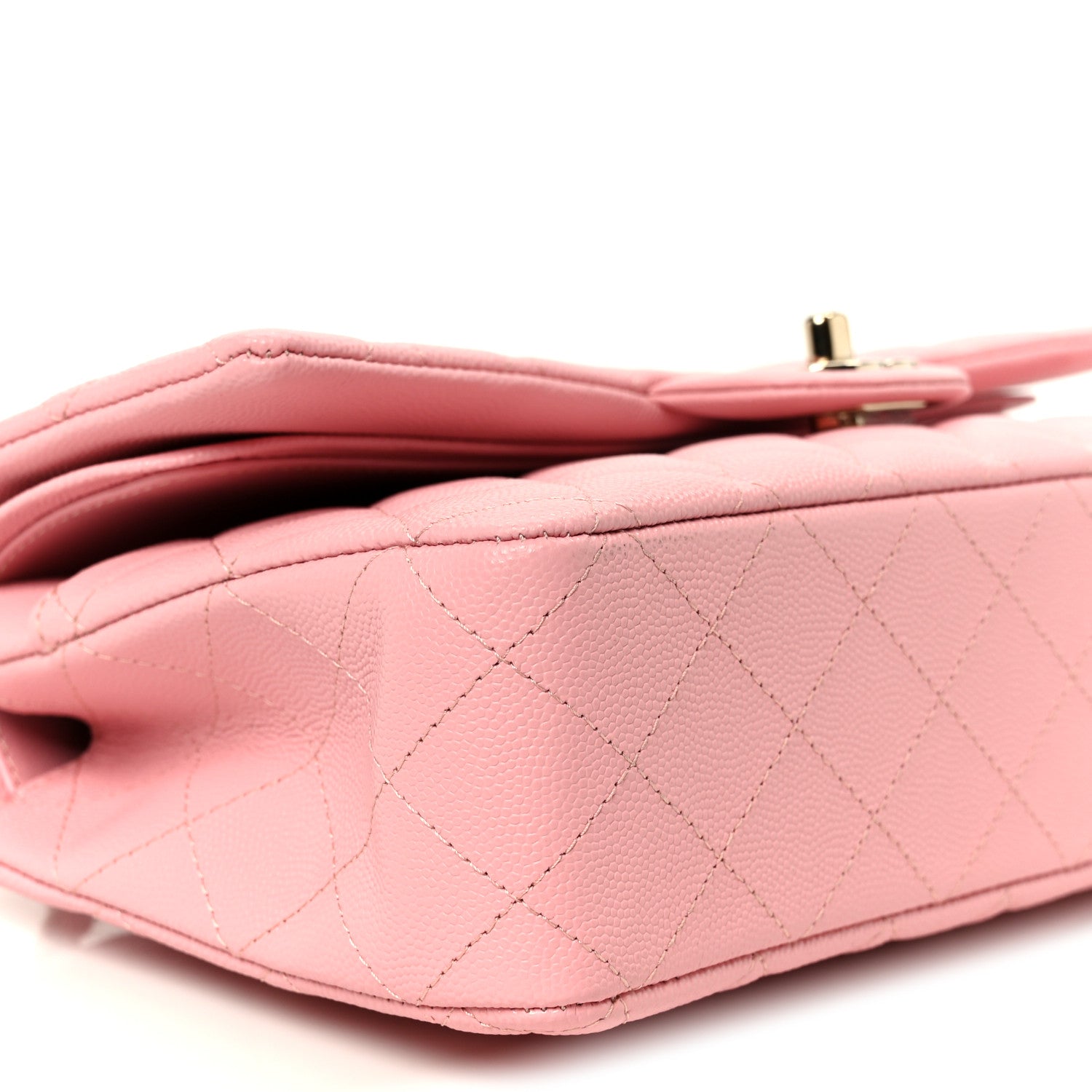 Caviar Quilted Medium Double Flap Light Pink
