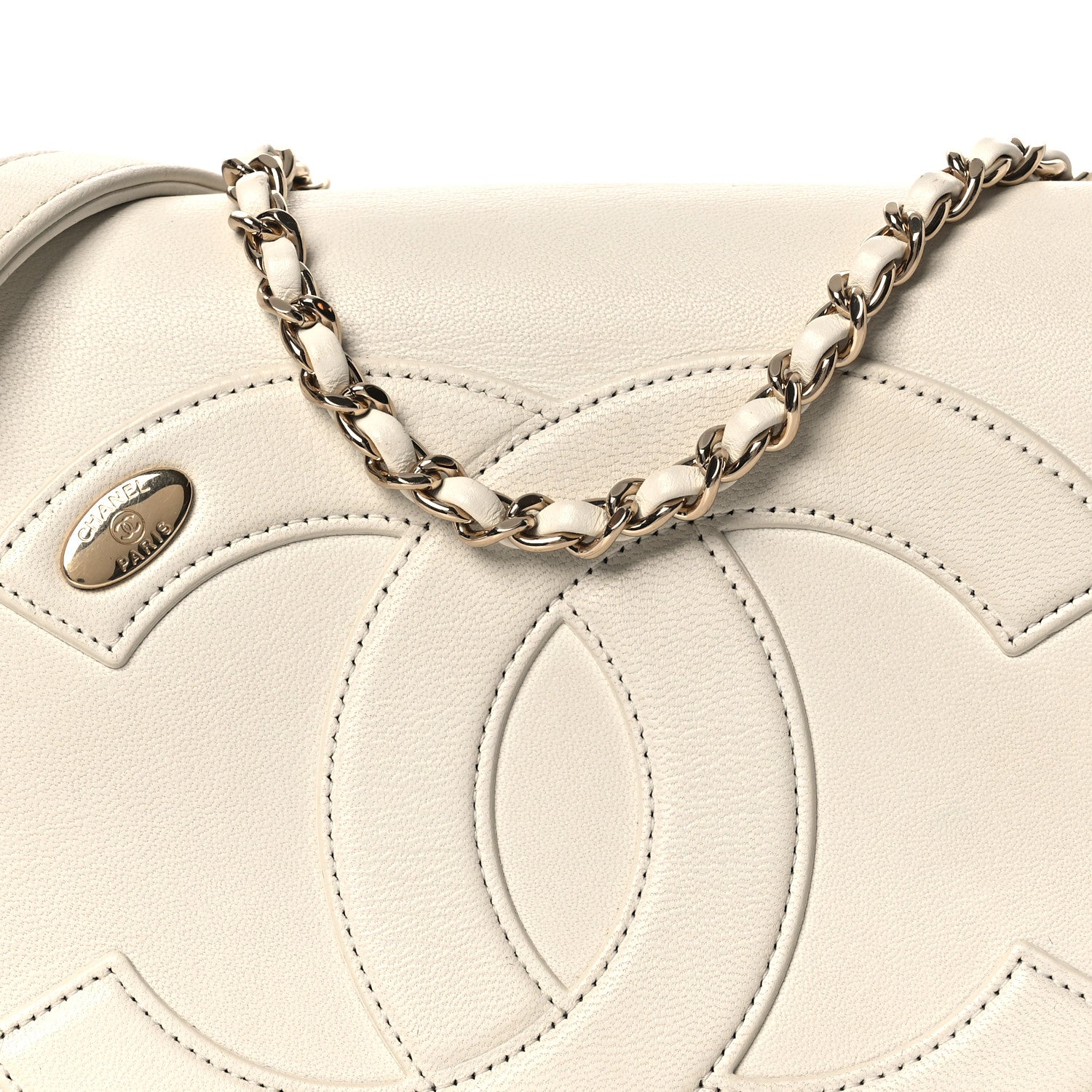 Lambskin CC Mania Flap Bag White