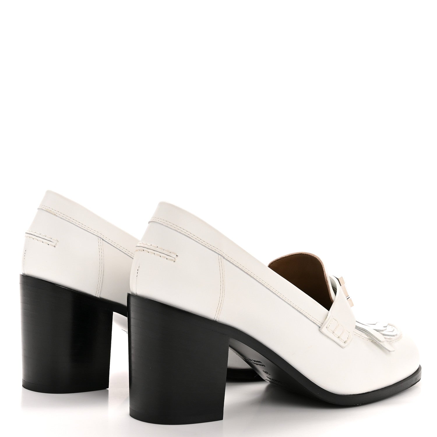 Calfskin Womens Elysee 70 Moccasin Loafer Pumps 38 White