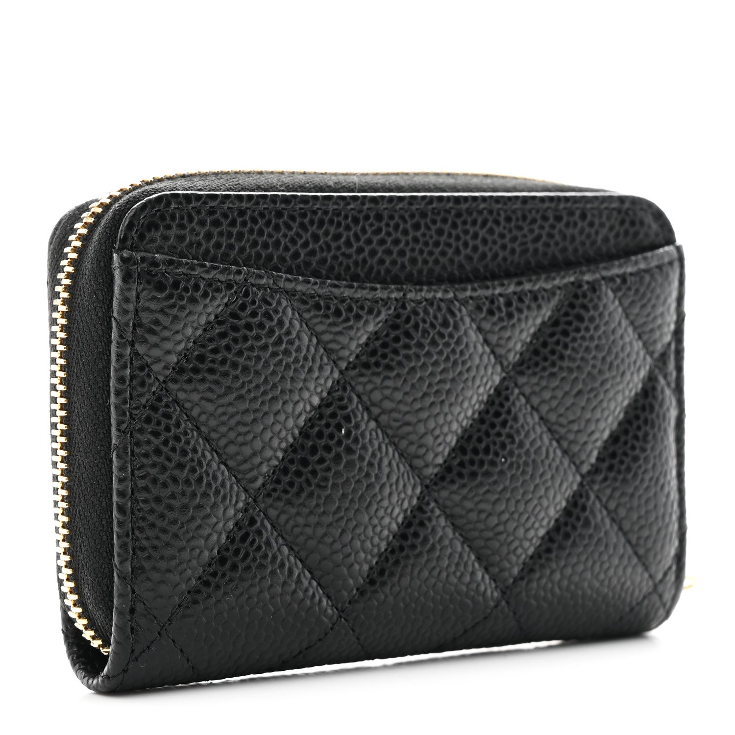 Caviar Quilted Zip Coin Purse Black