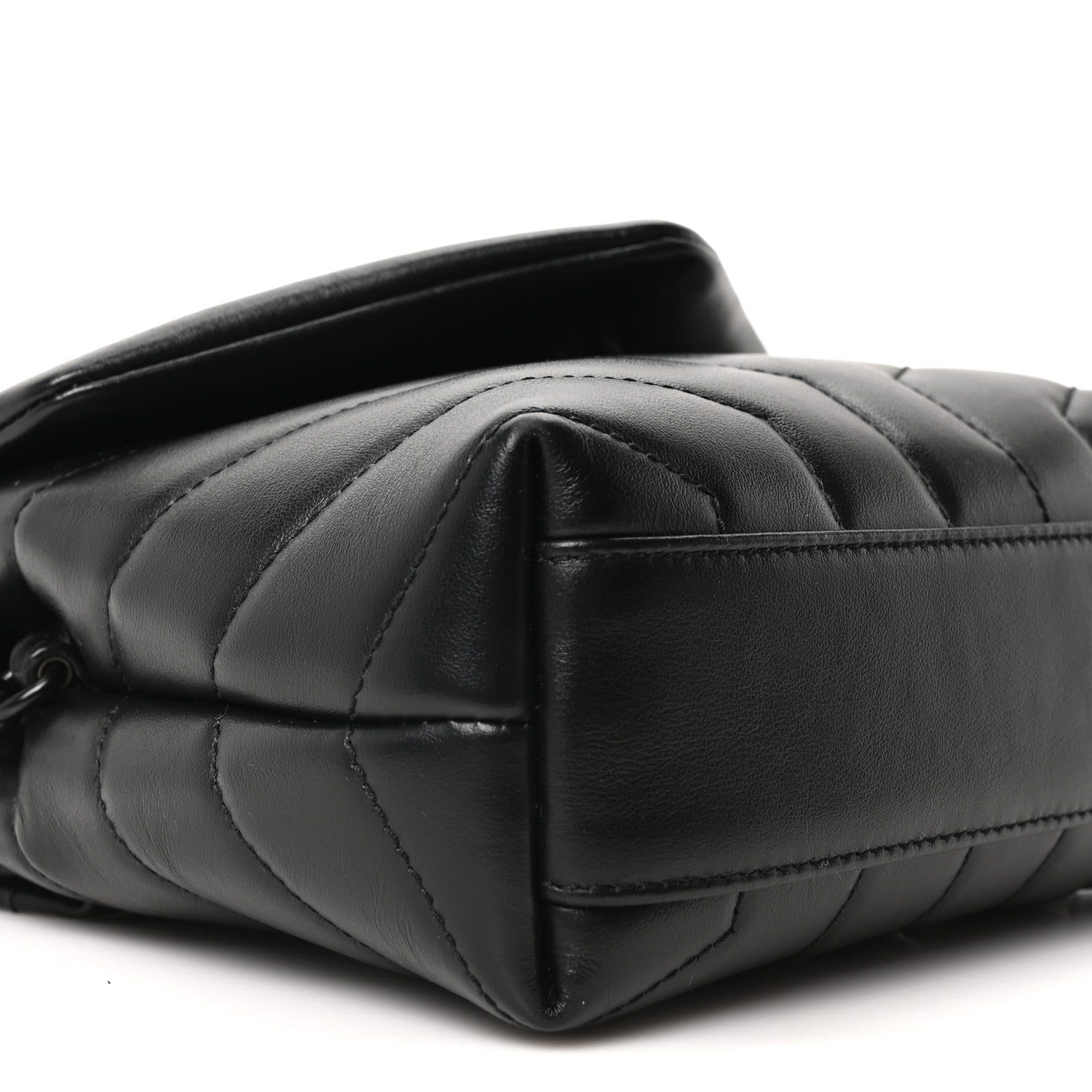 Calfskin Y Quilted Monogram Monochrome Toy Loulou Crossbody Bag Black