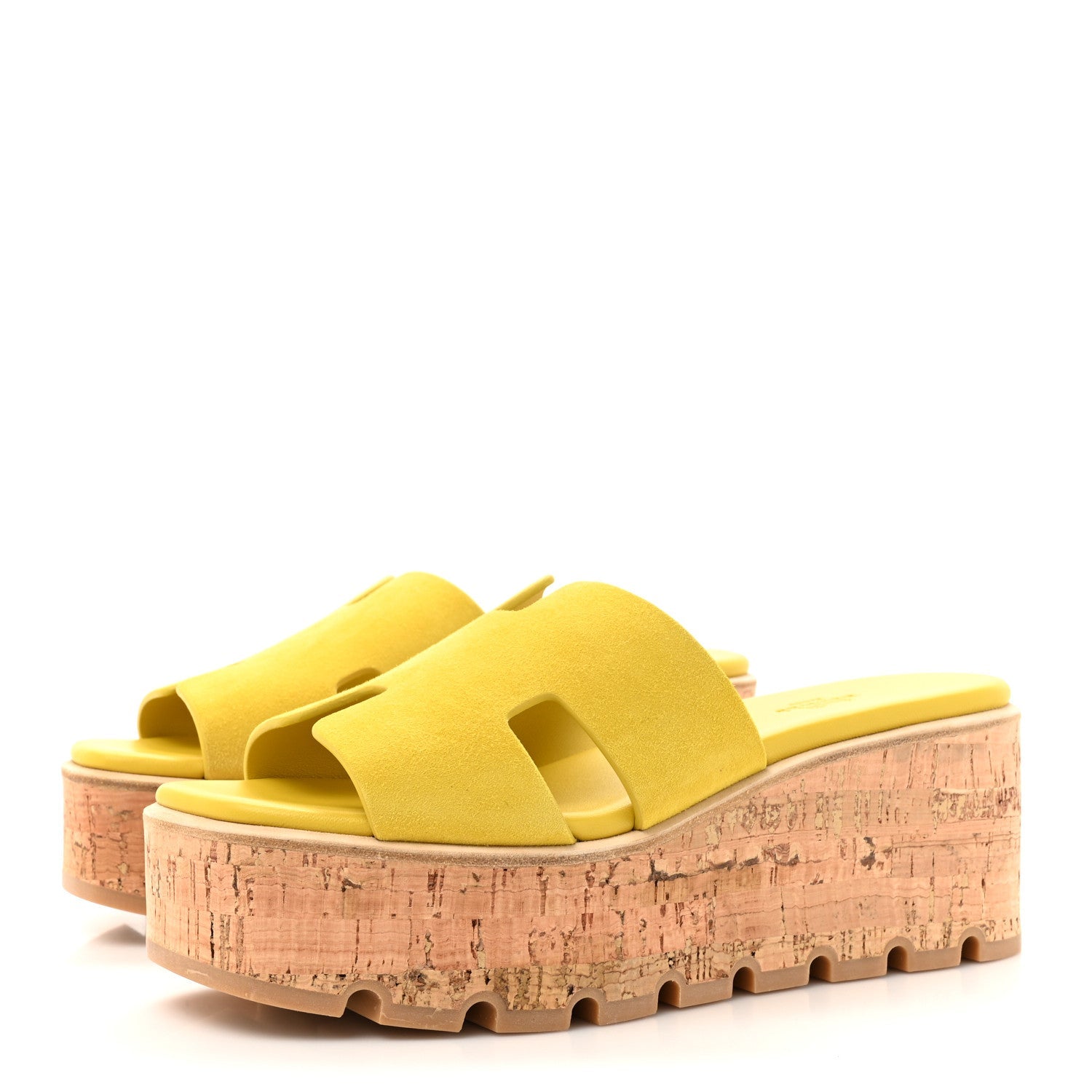 Suede Goatskin Cork Eze 30 Sandals 39 Jaune Citron