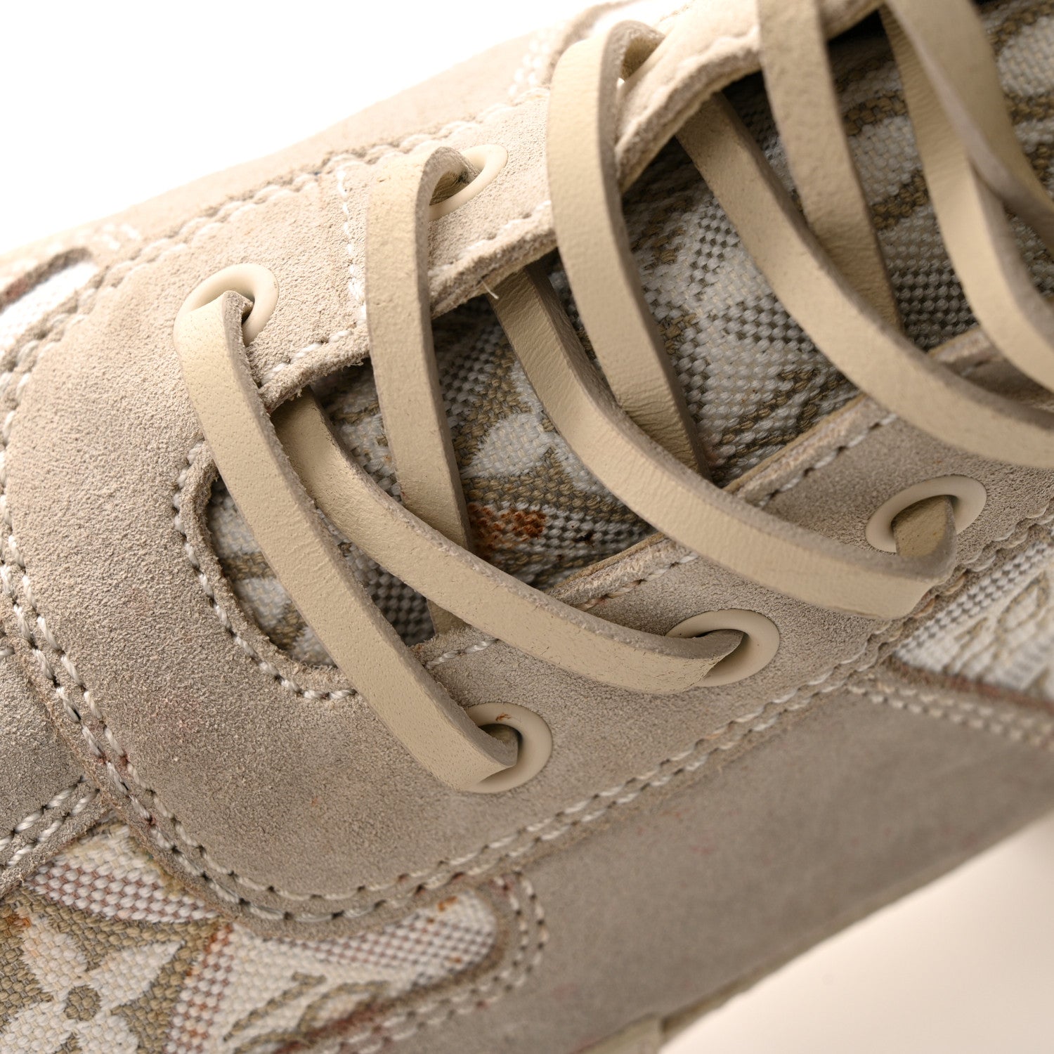 Suede Calfskin Jacquard Since 1854 Laureate Platform Desert Boots 37.5 Beige