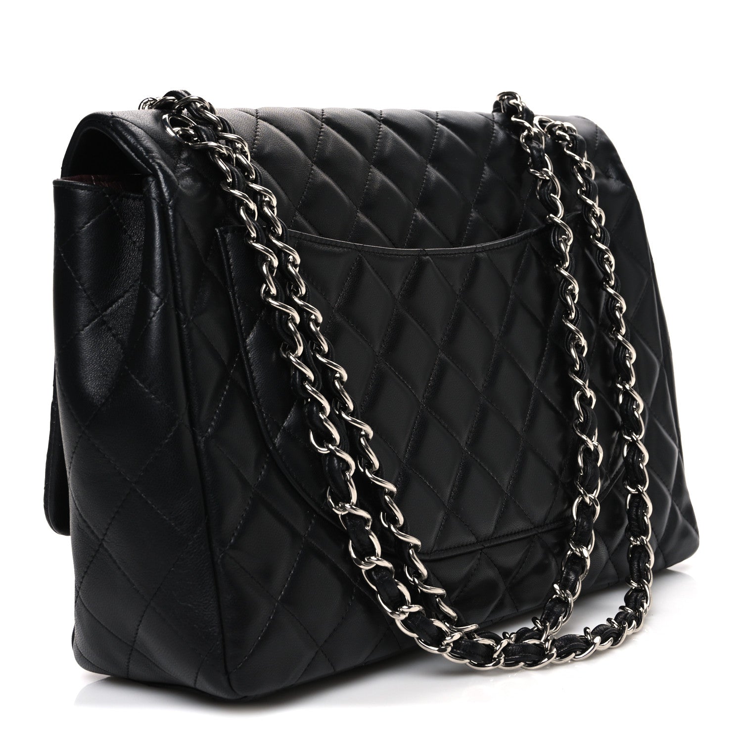 Lambskin Quilted Maxi Single Flap Black