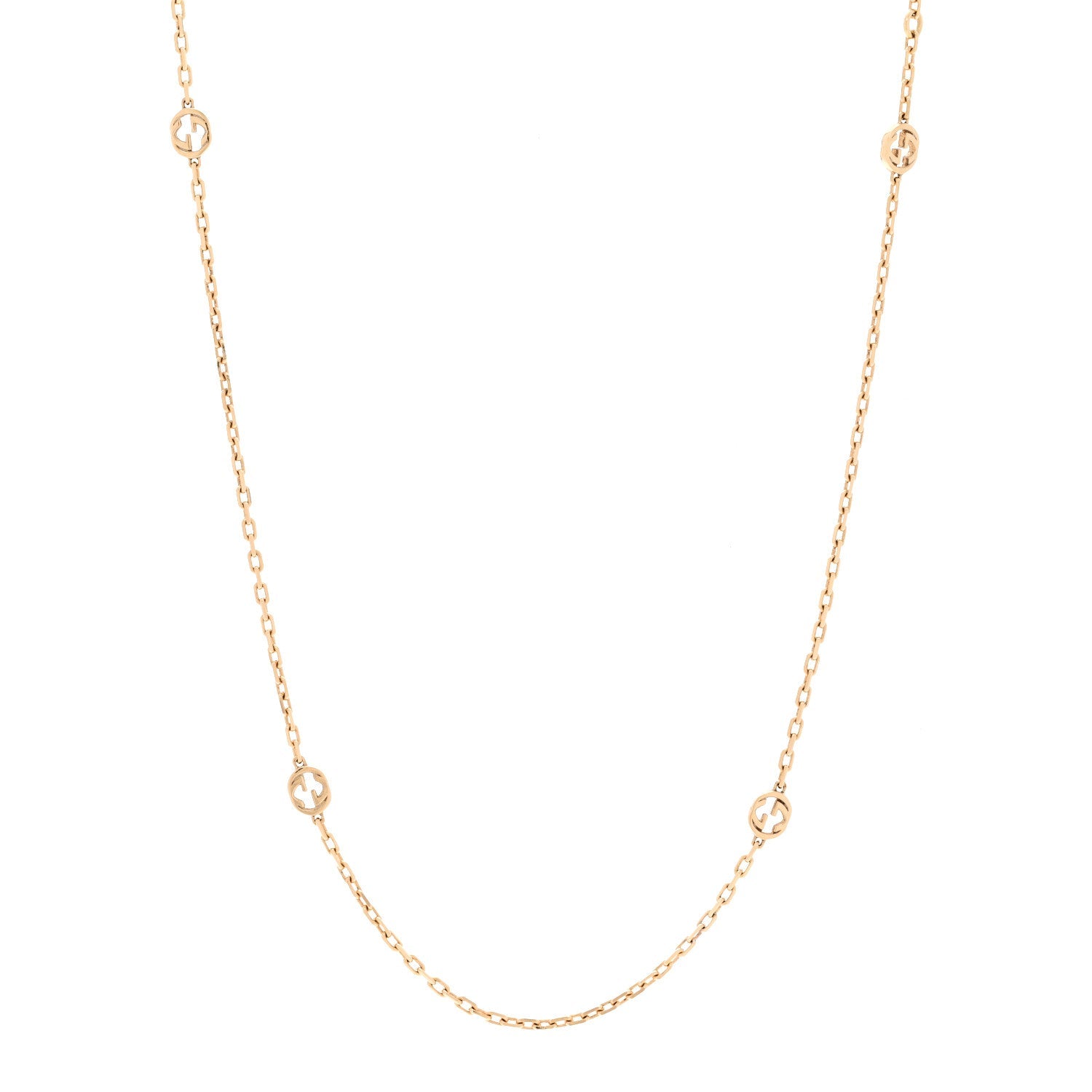 18K Yellow Gold Running GG Station Necklace