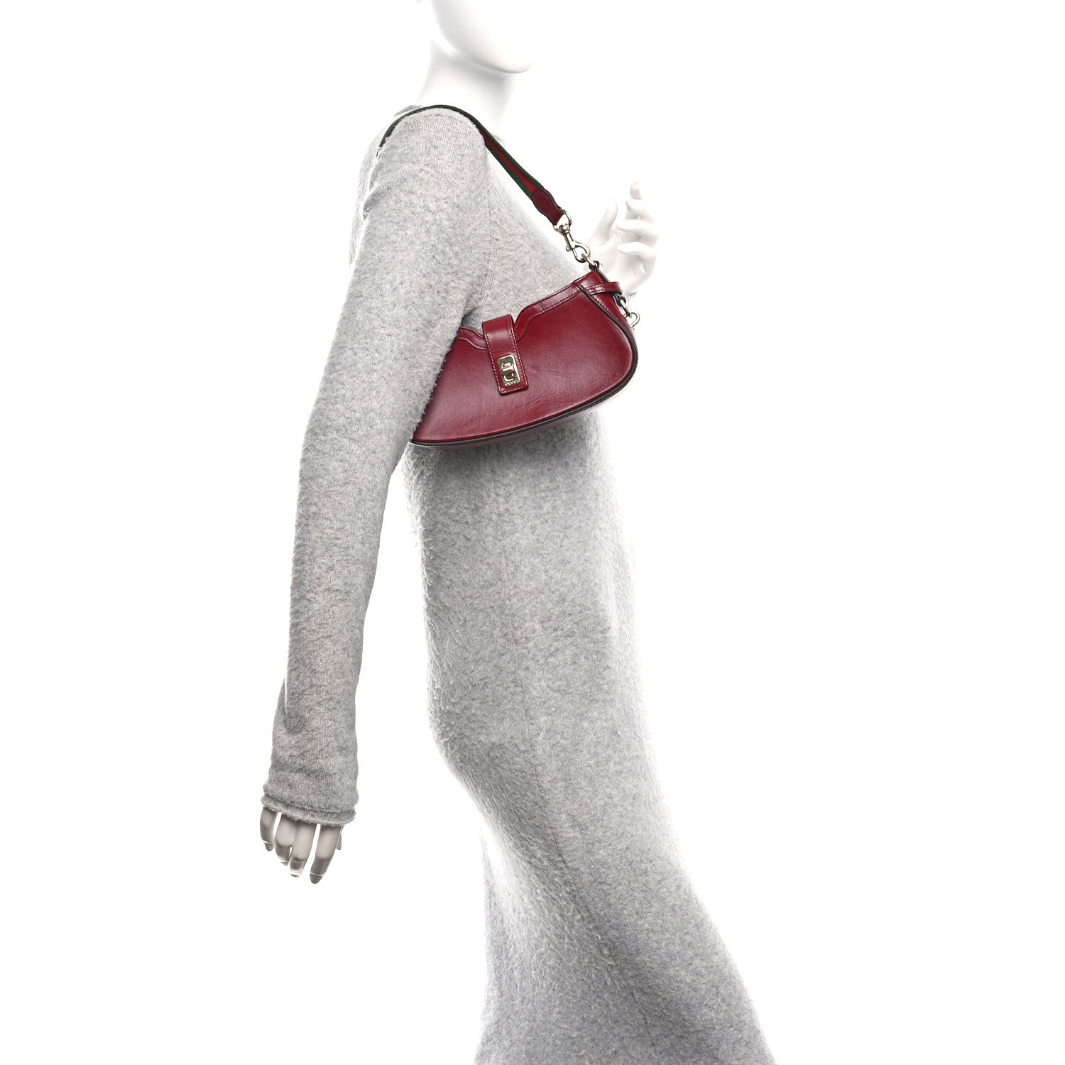 Calfskin Mini Moon Side Shoulder Bag Rosso Ancora
