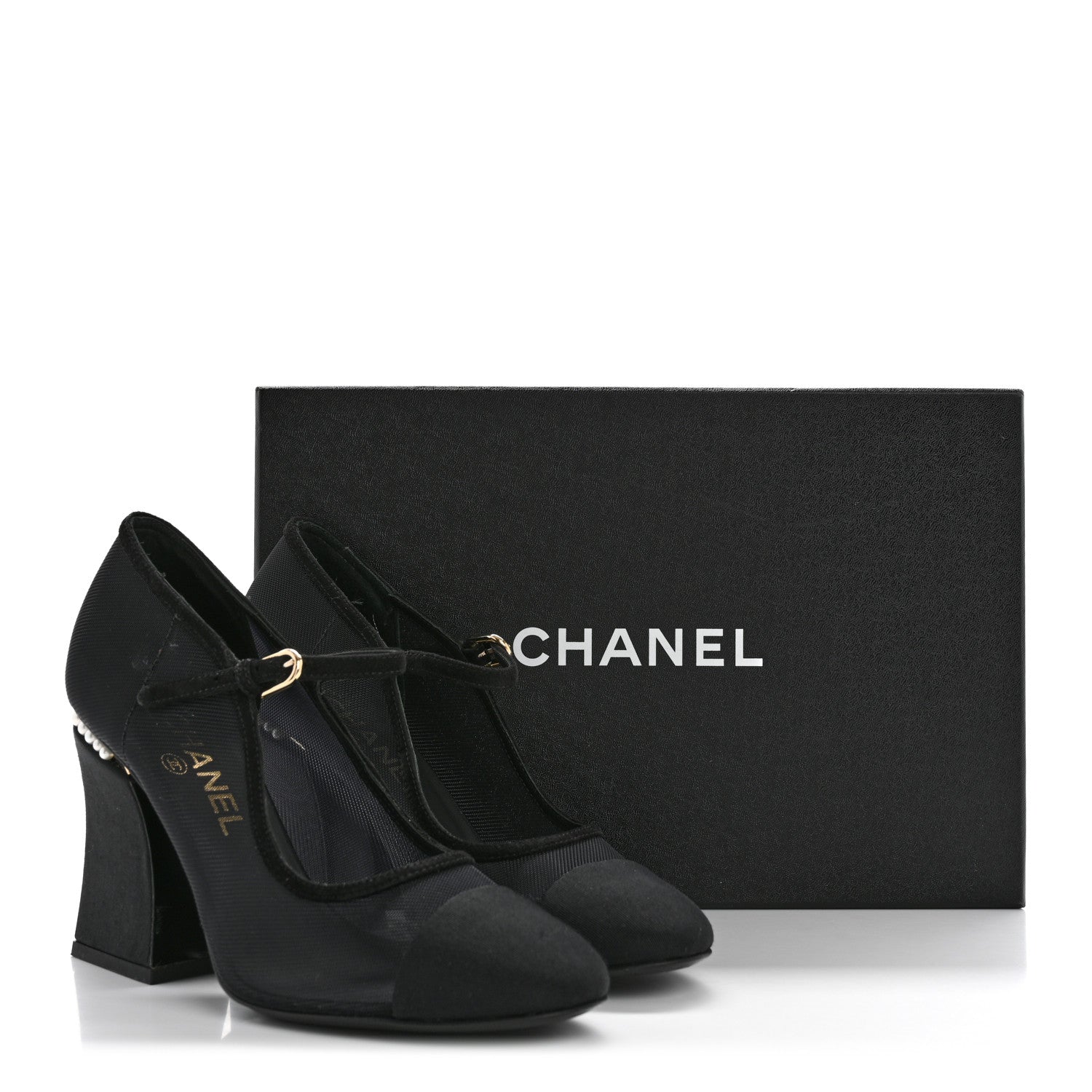 Mesh Suede Grosgrain Pearls Cap Toe Mary Jane Pumps  37.5 Black