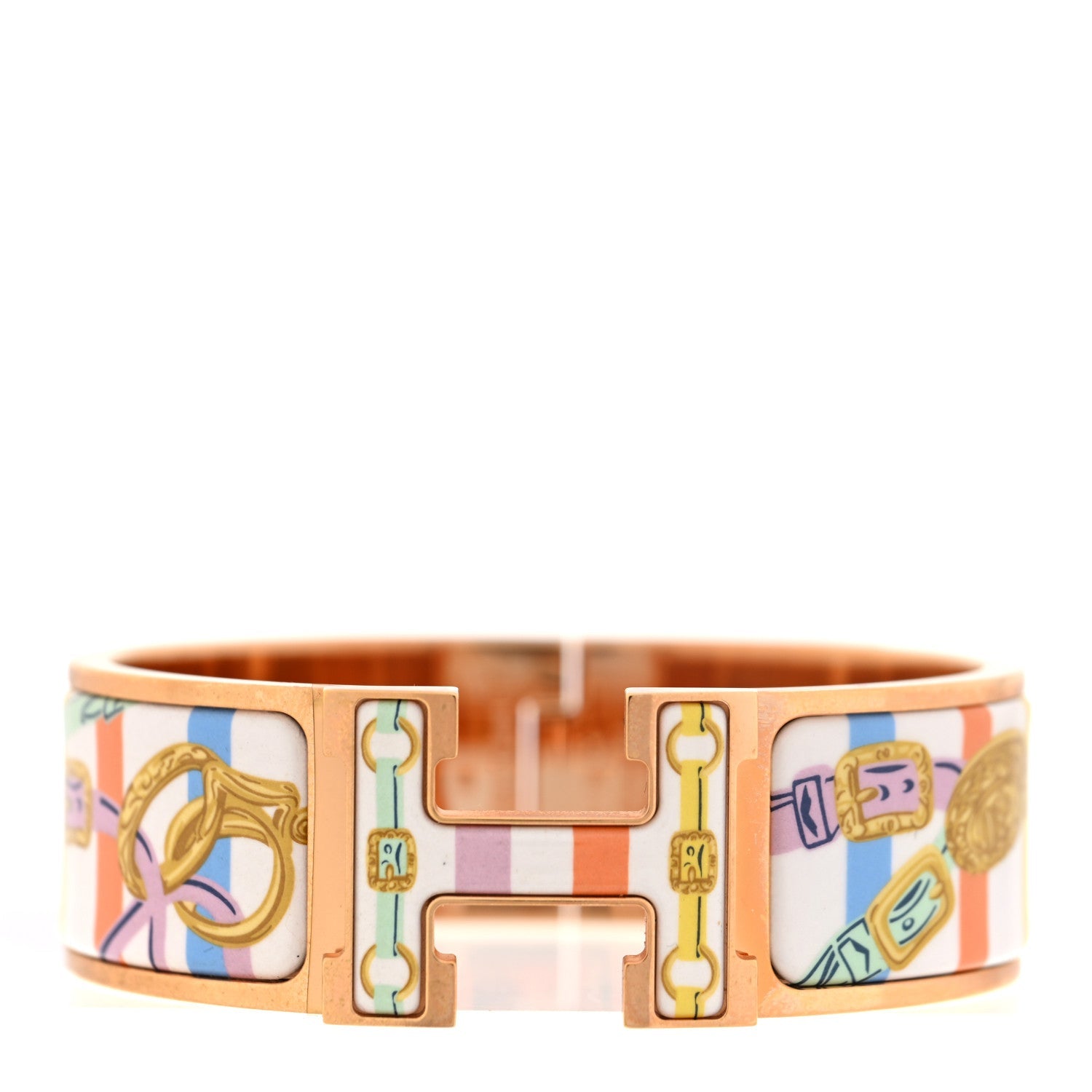 Enamel Printed Brides de Gala Bayadere Wide Clic Clac H Bracelet GM Pastel Acidulé