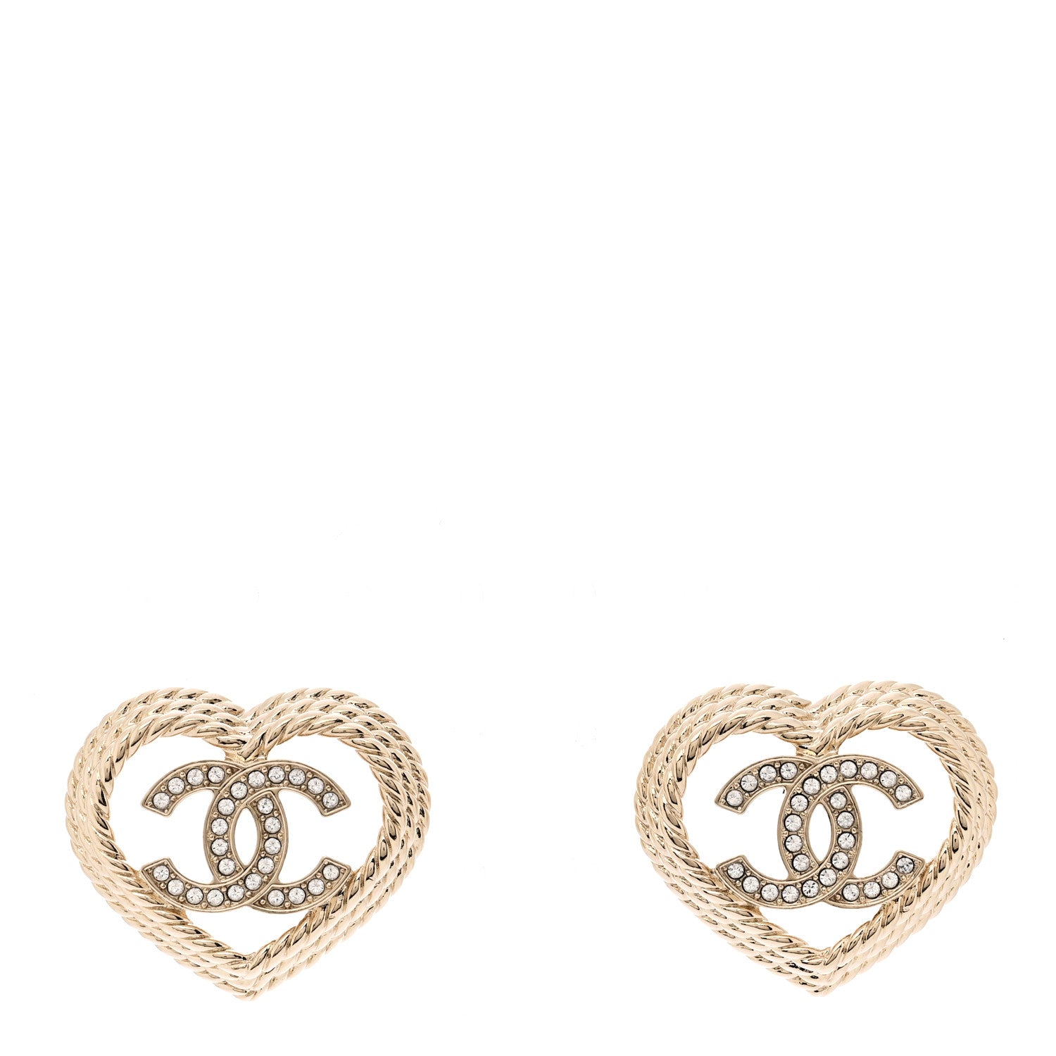 Crystal CC Twist Heart Earrings Gold