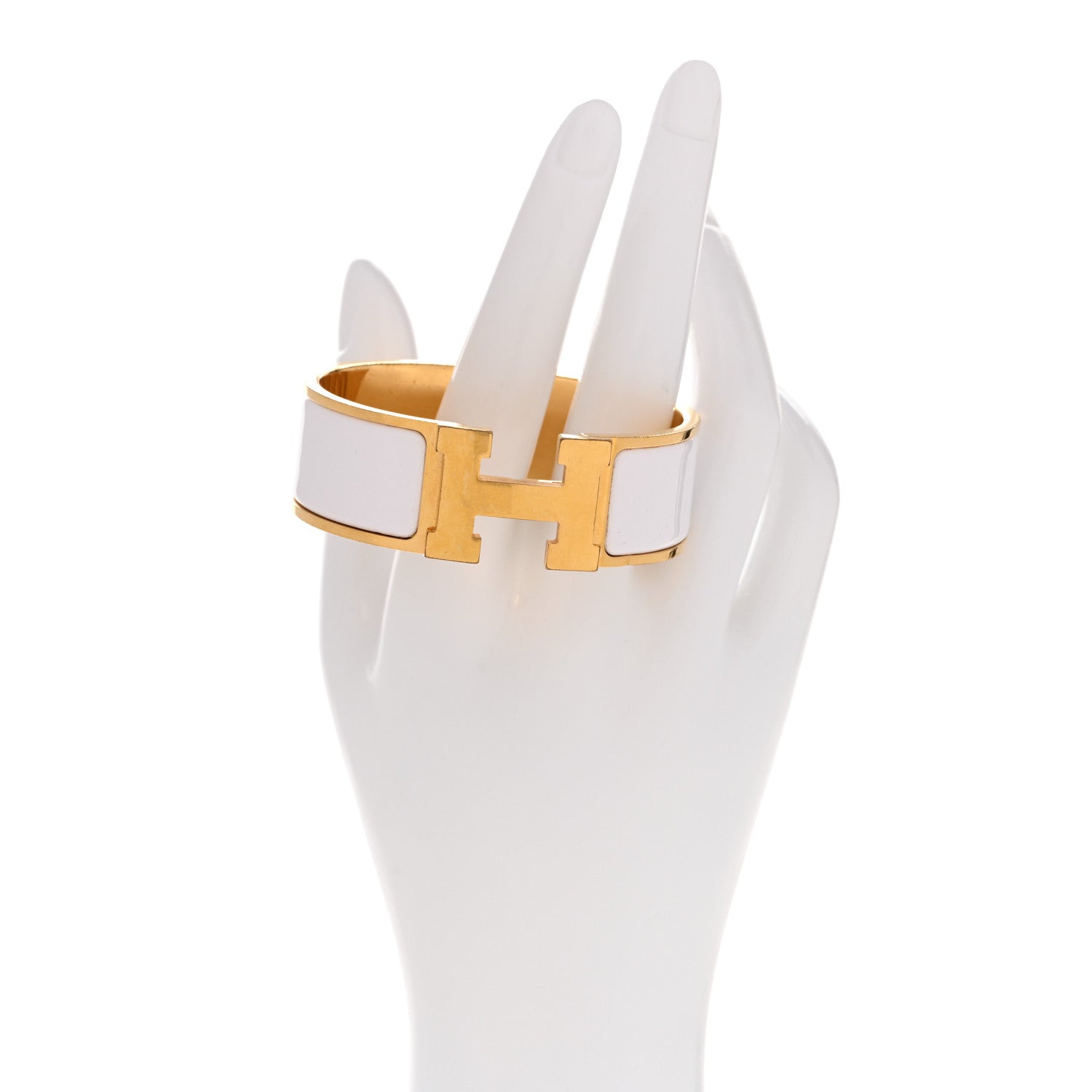 Enamel Wide Clic Clac H Bracelet PM White