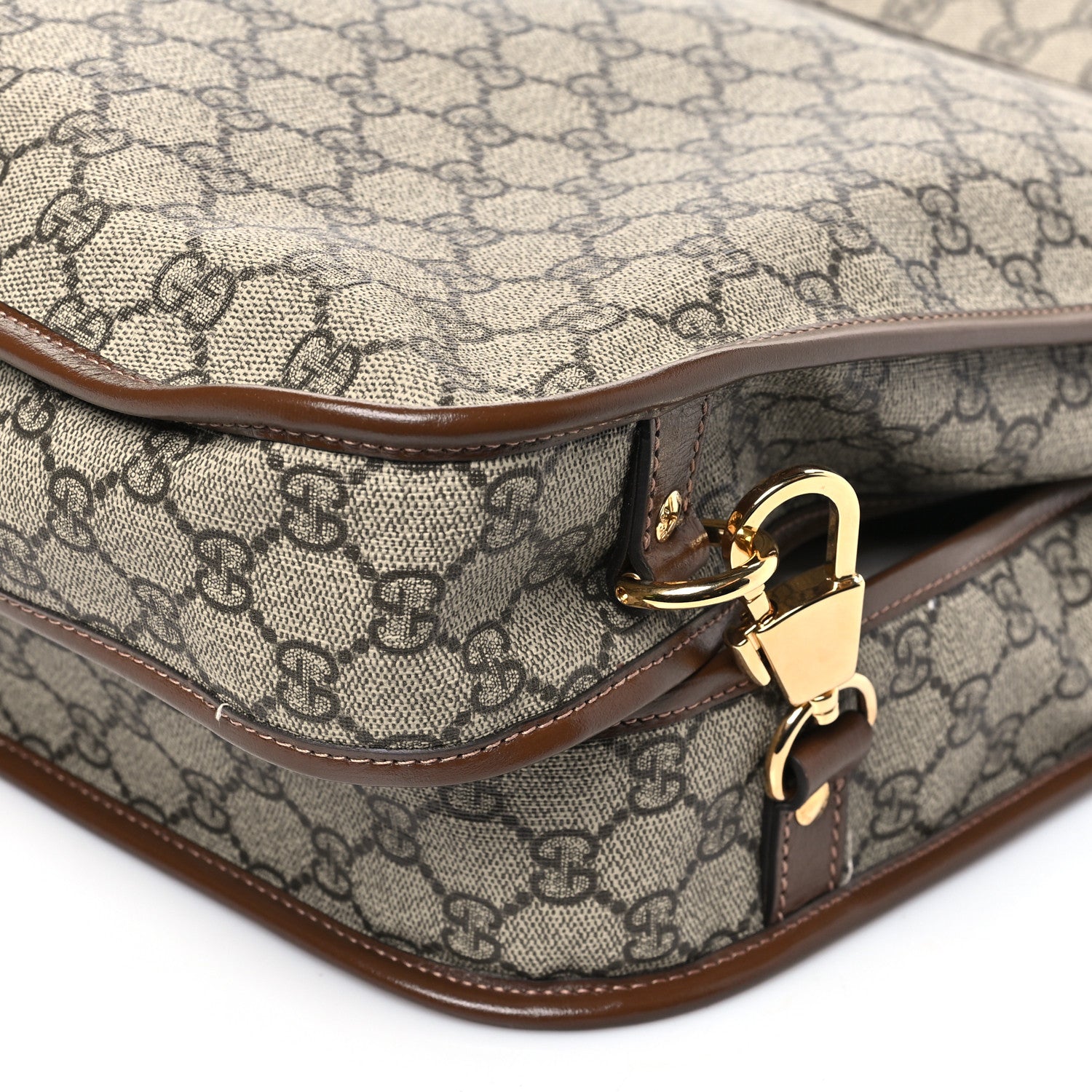 GG Supreme Monogram Azalea Calfskin Retro Interlocking G Garment Bag Beige Ebony Brown Sugar