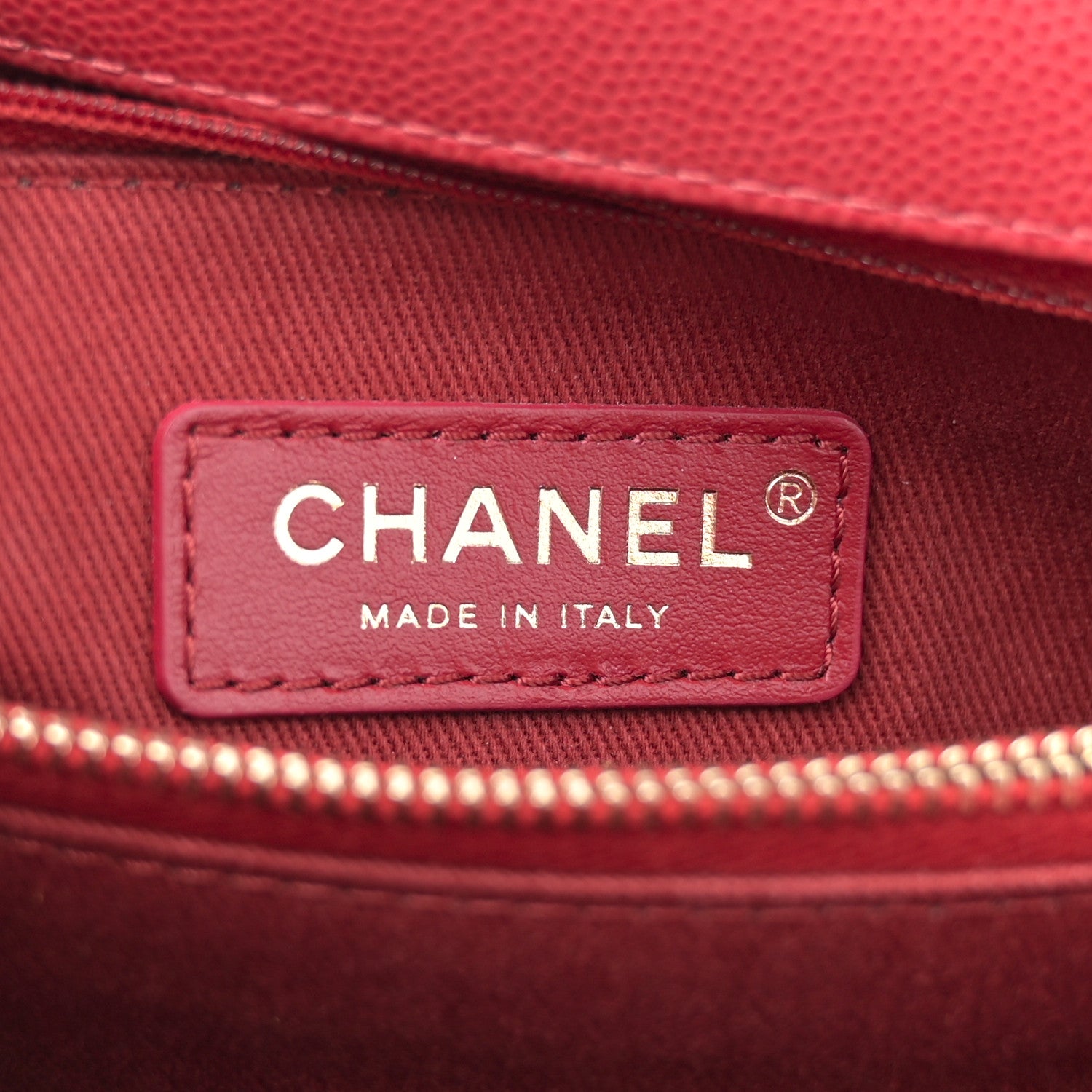 Caviar Chevron Quilted Small Coco Handle Flap Red