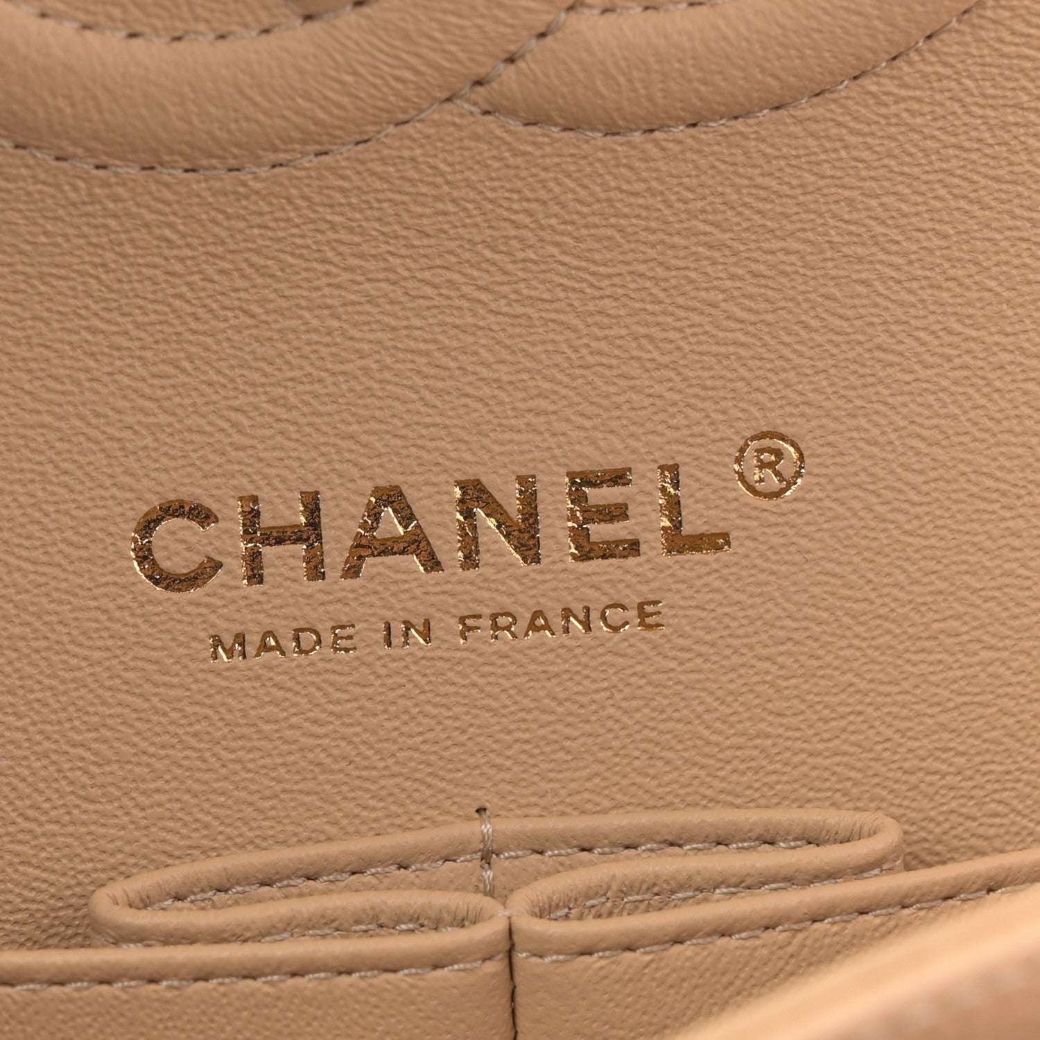 Caviar Quilted Medium Double Flap Beige