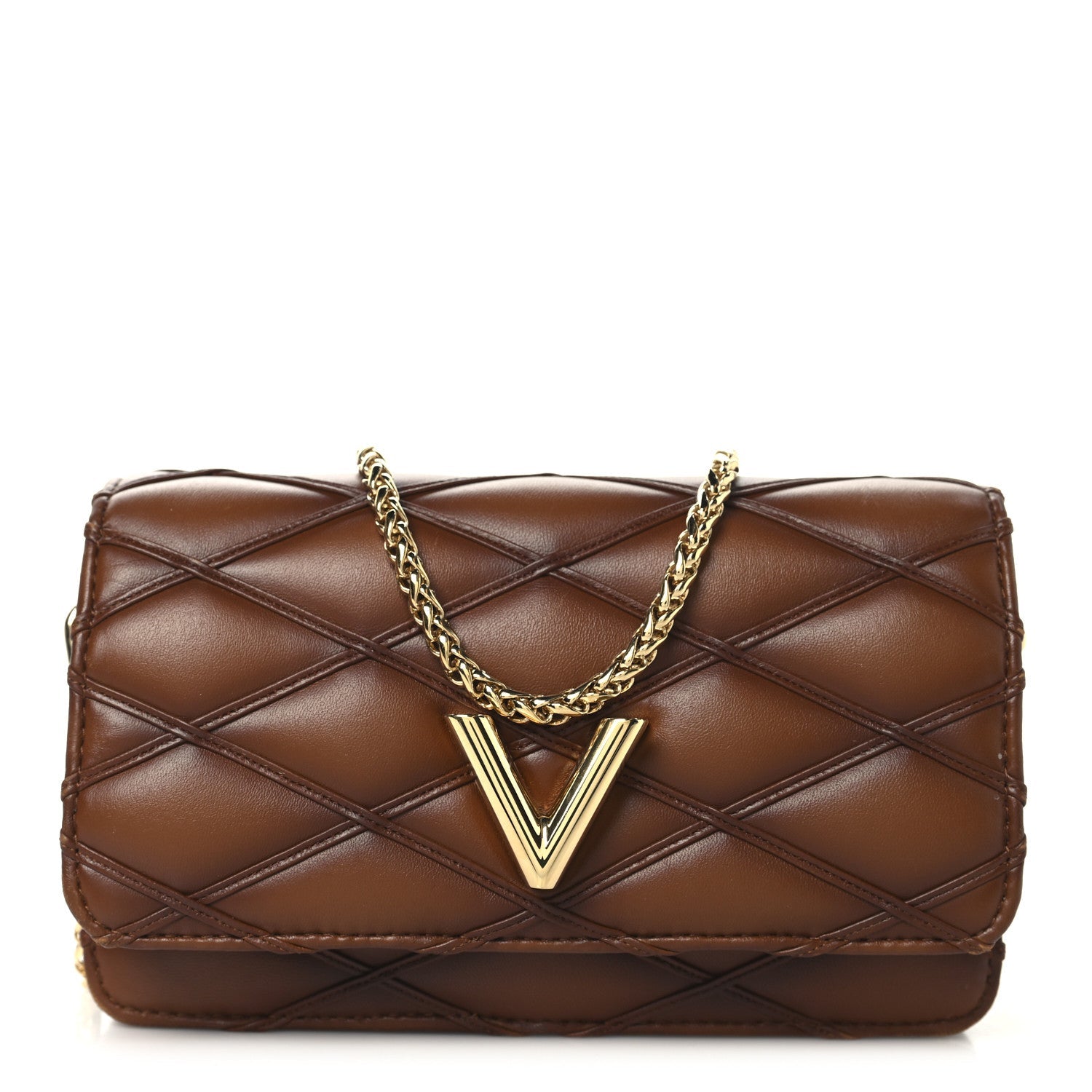 Lambskin Malletage Wallet On Chain GO-14 Tan