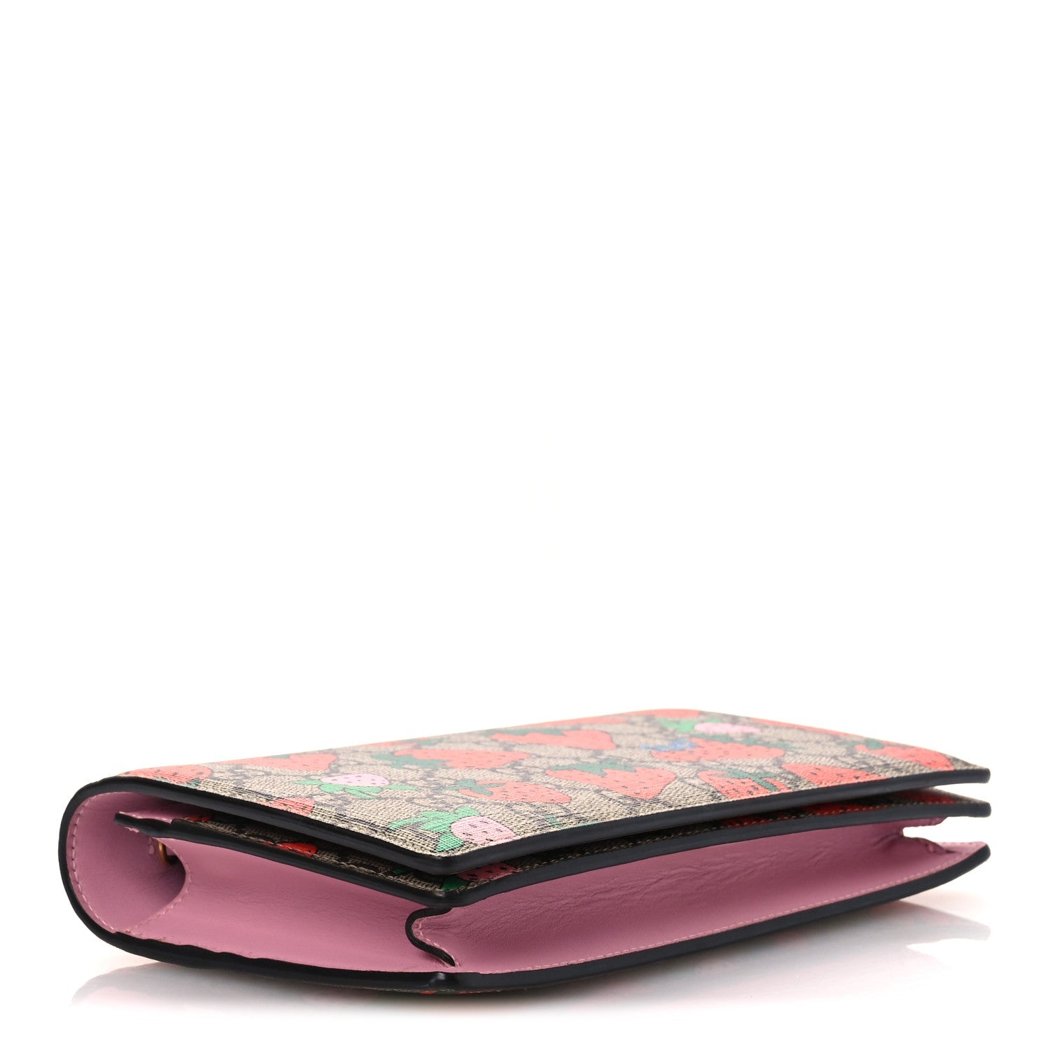 GG Supreme Monogram Strawberry Chain Wallet