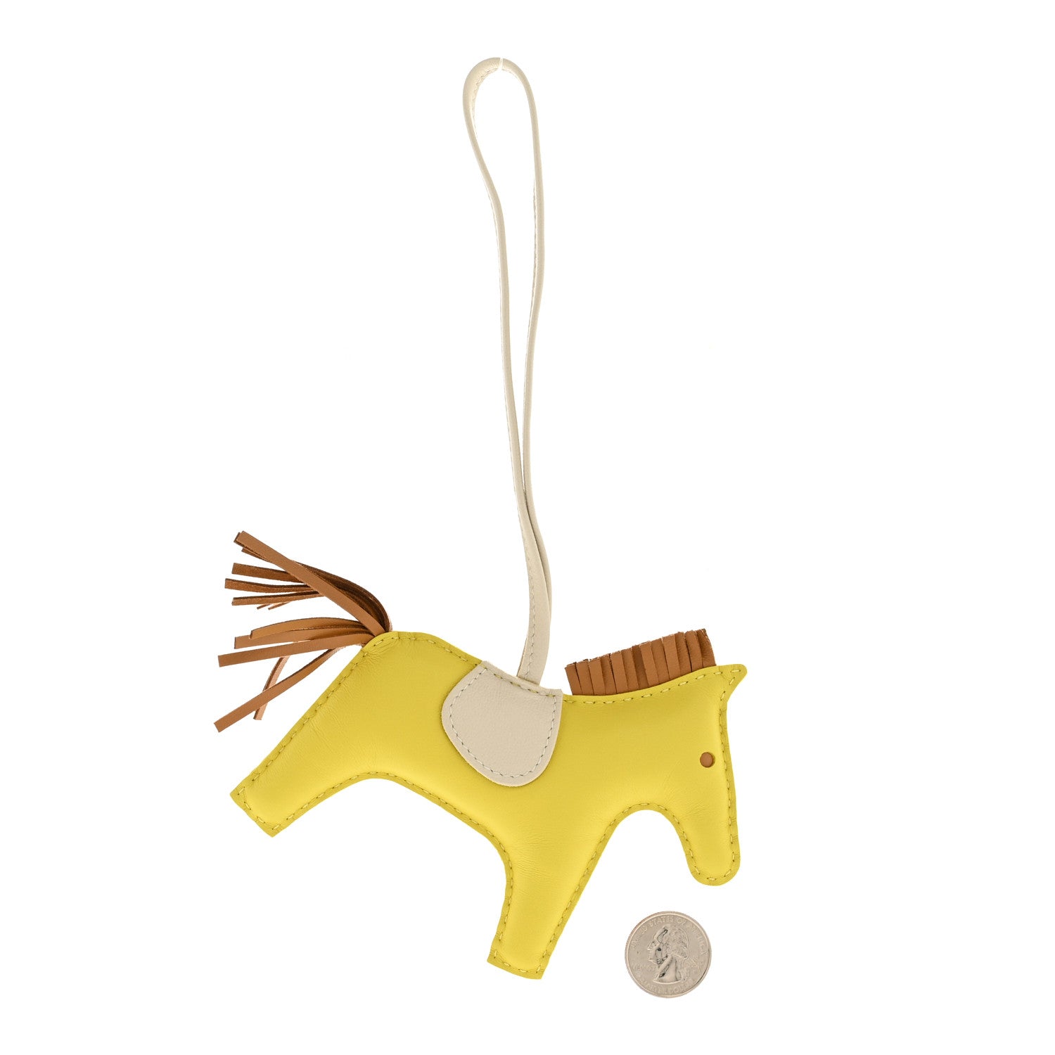 Milo Lambskin Grigri Rodeo Horse Bag Charm GM Lime Sesame Craie