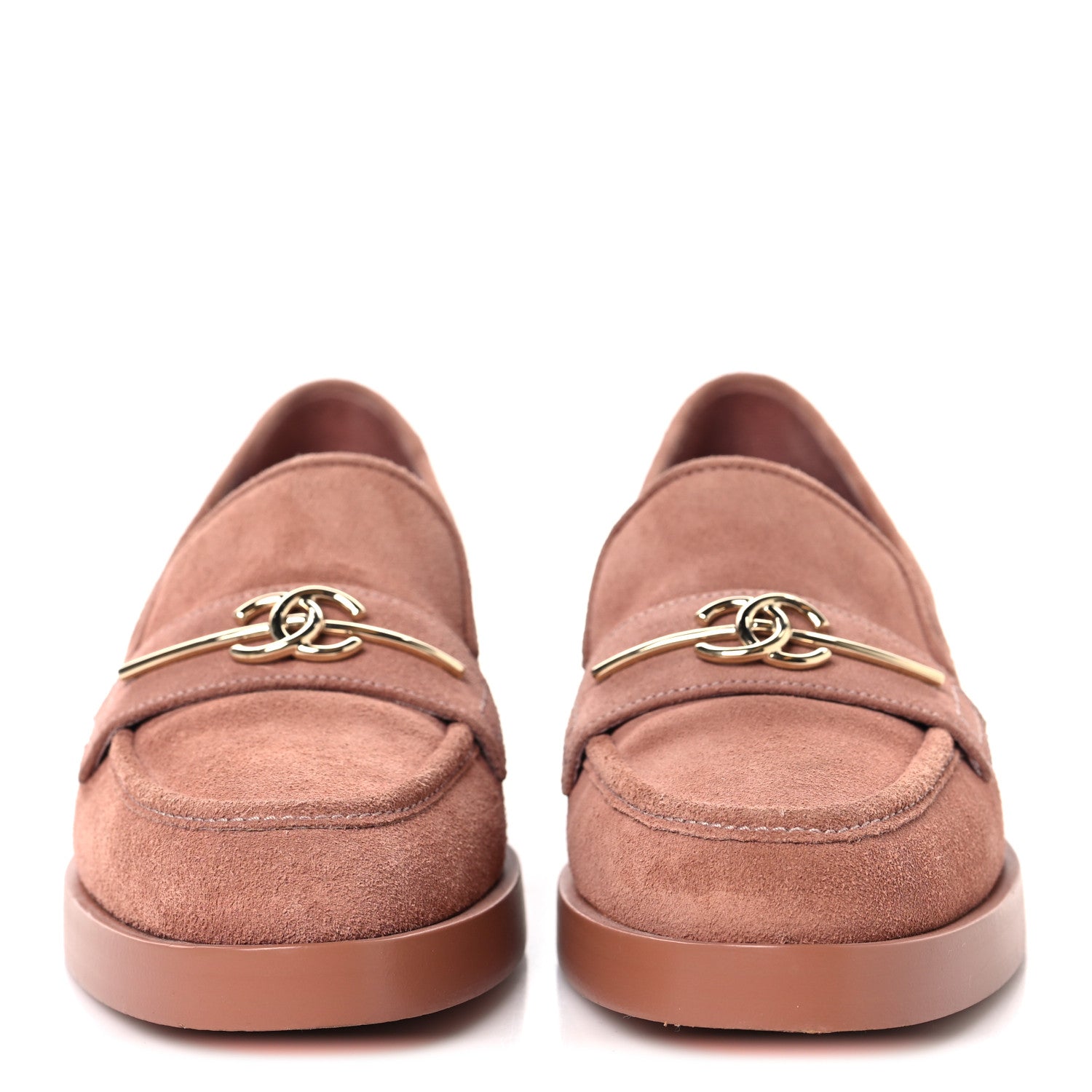 Suede Metal CC Mocassin Loafers 38 Pink