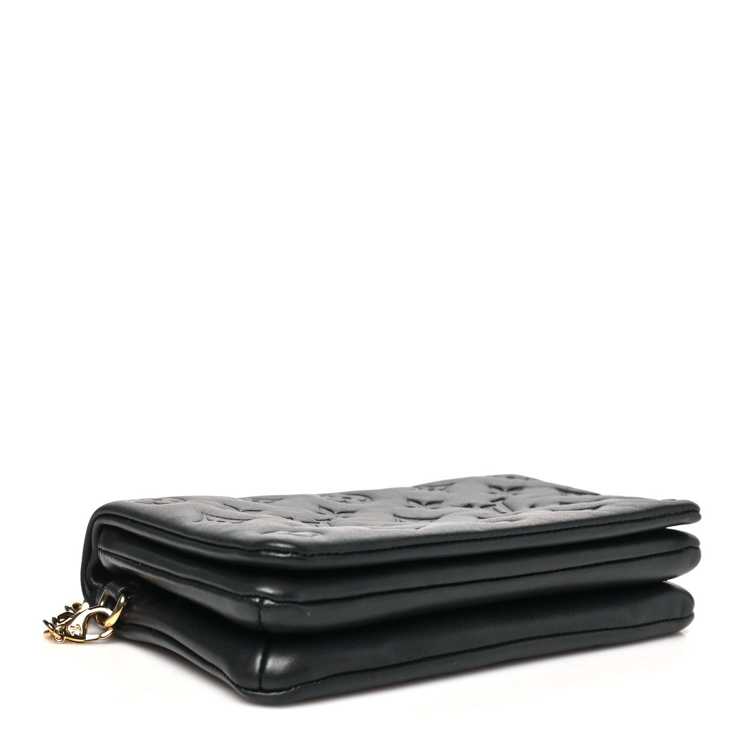 Lambskin Embossed Monogram Pochette Coussin Black
