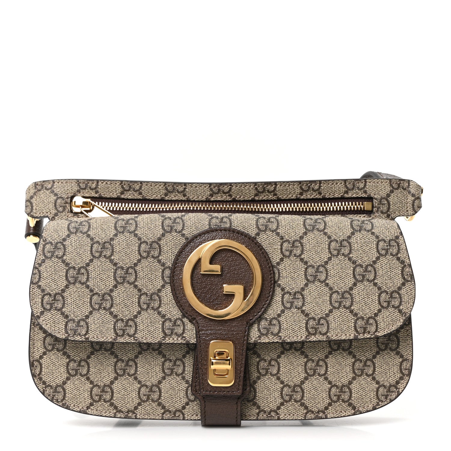 GG Supreme Monogram Textured Dollar Calfskin Blondie Belt Bag Beige Ebony New Acero