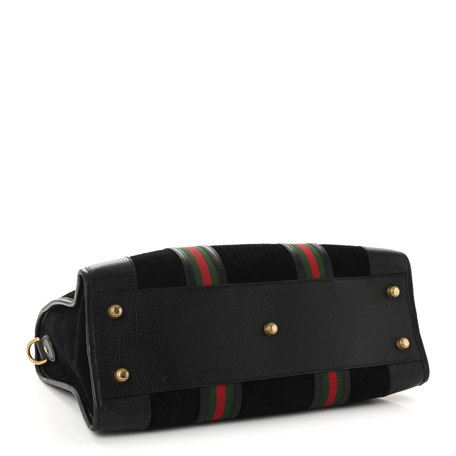 Suede Daino Textured Dollar Calfskin Web Medium Duffle Bag Black