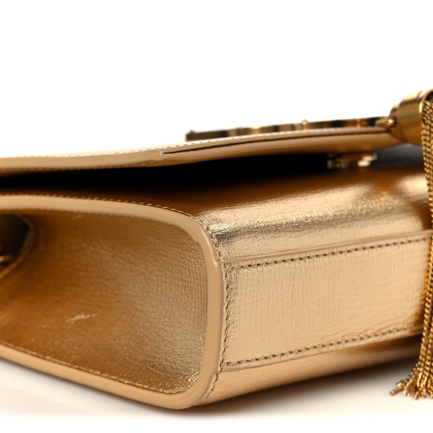 Metallic Calfskin Small Classic Monogram Kate Tassel Satchel Gold