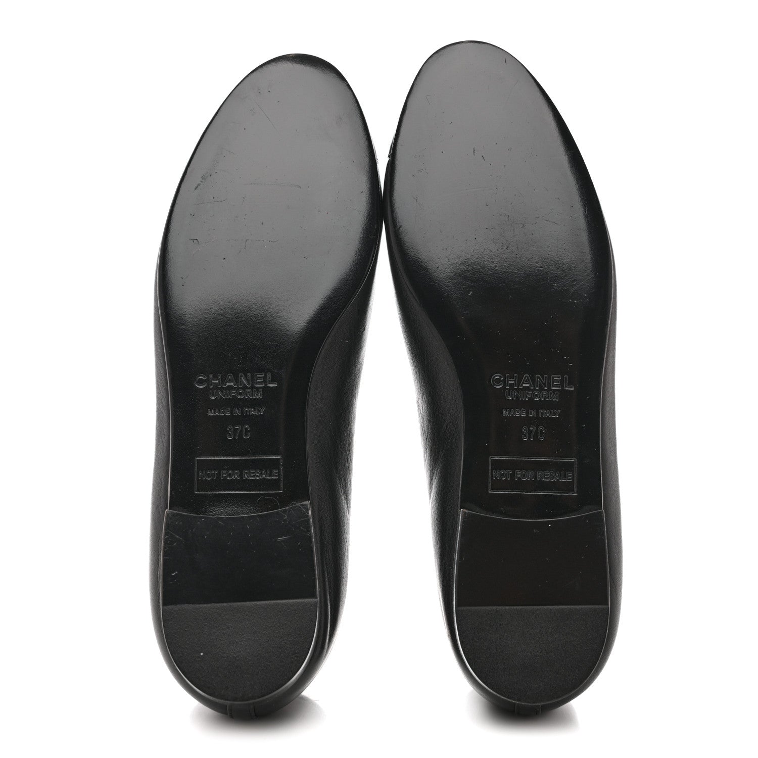 Lambskin Cap Toe CC Uniform Ballerina Flats 37 Black