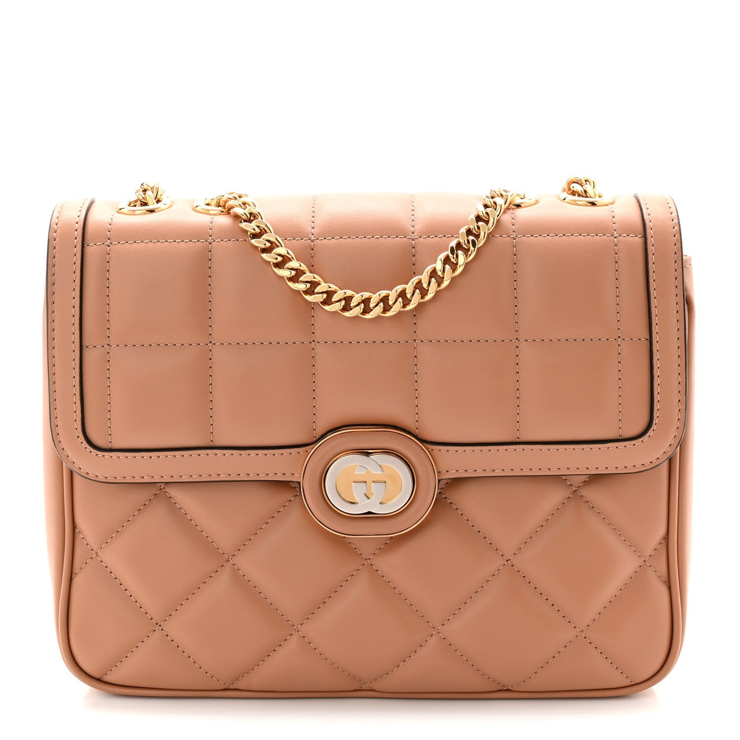 Calfskin Quilted Small Deco Shoulder Bag Camelia