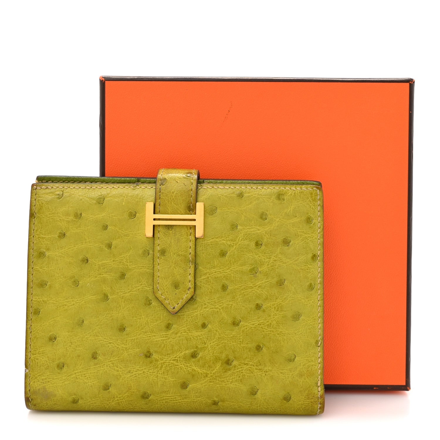 Ostrich Bearn Compact Wallet Vert Anis