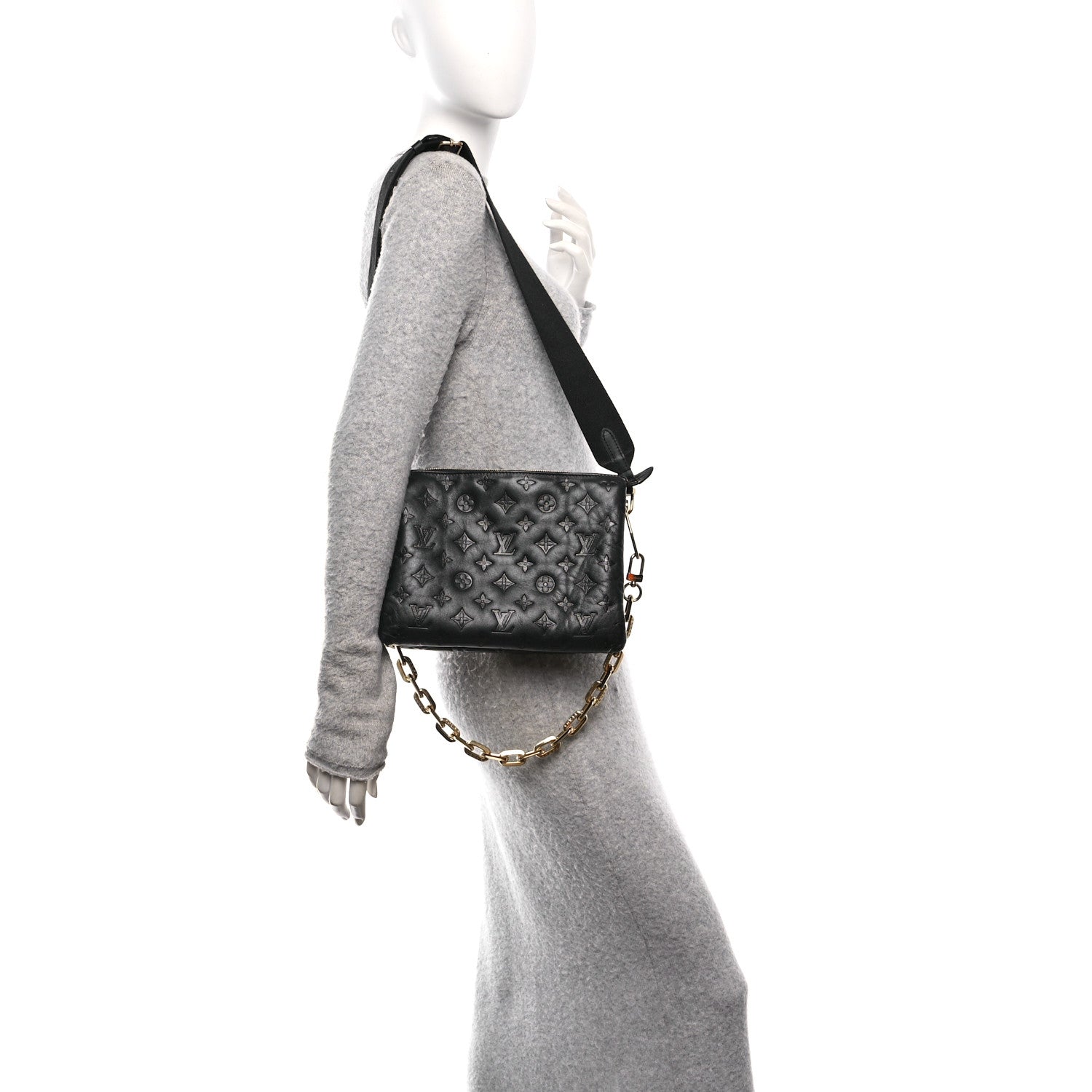 Lambskin Embossed Monogram Coussin PM Black