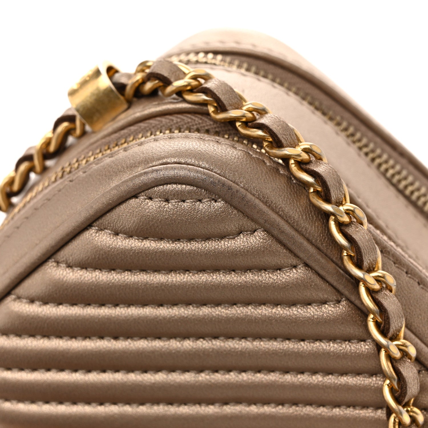 Metallic Lambskin Mini Coco Boy Camera Case Dark Gold