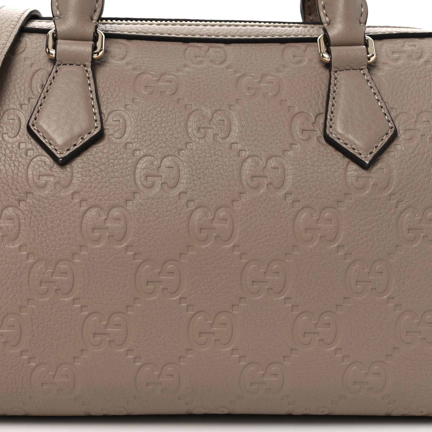 GG Grainy Calfskin Emblem Small Top Handle Bag Taupe