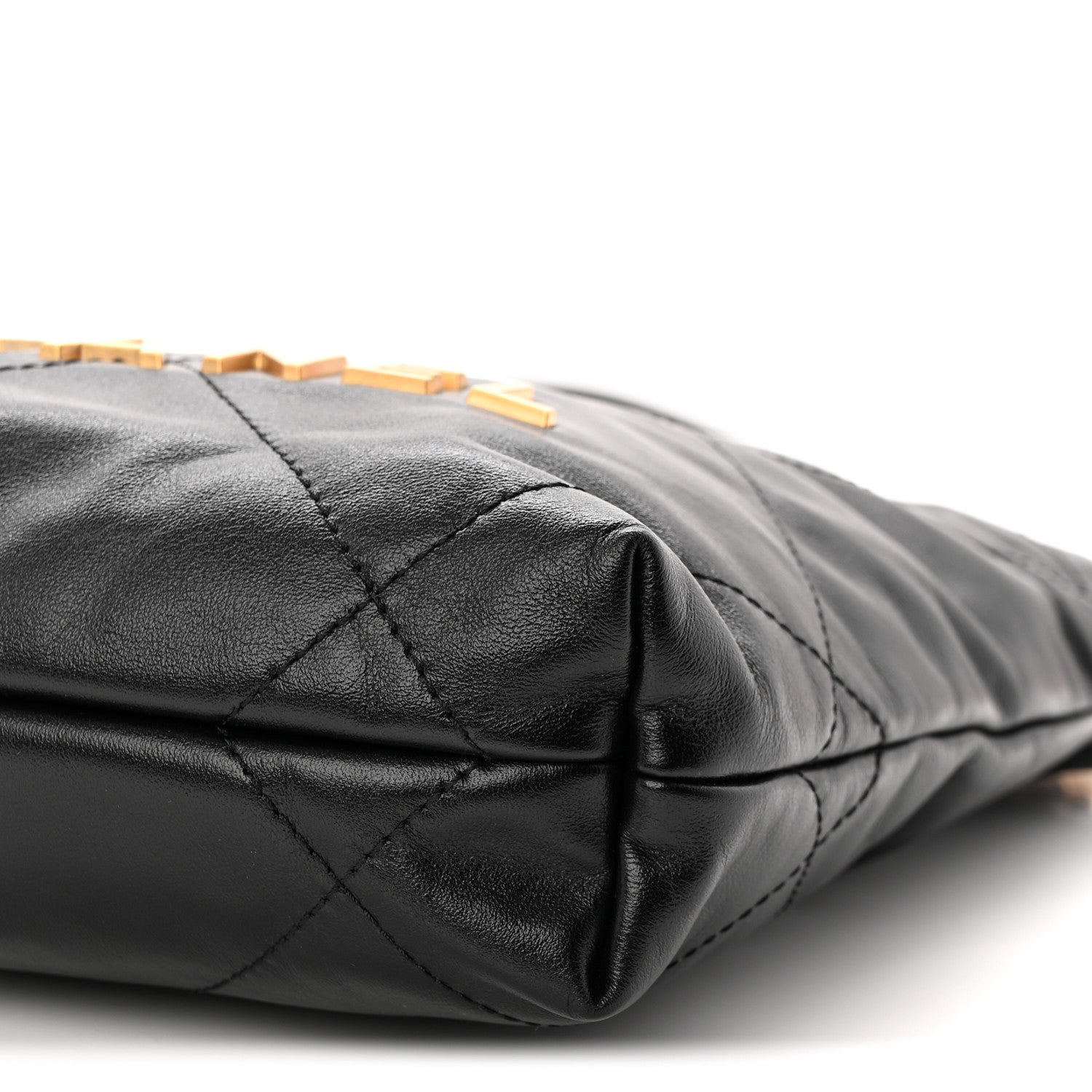 Shiny Calfskin Quilted Mini Chanel 22 Black