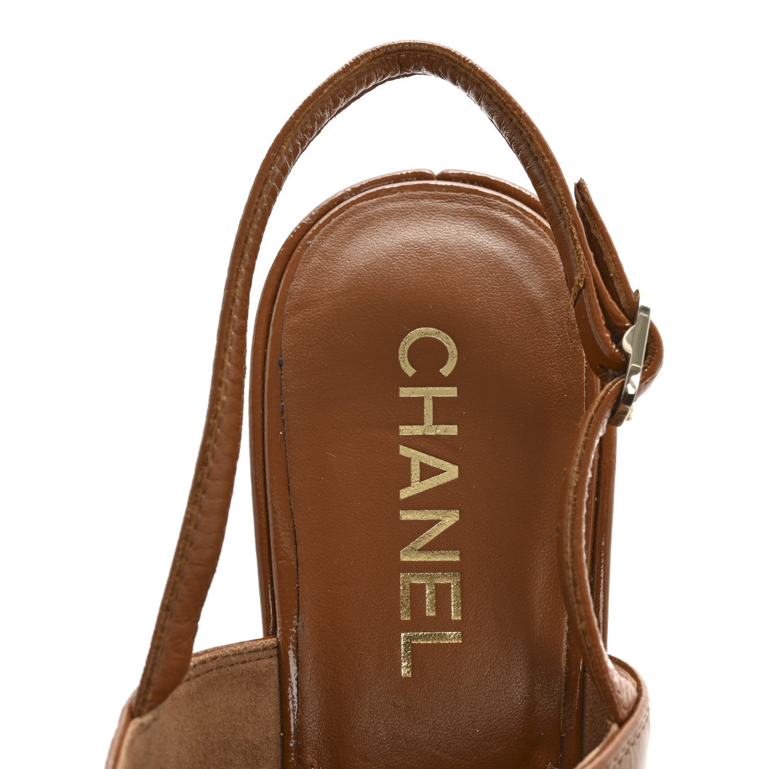 Crumpled Patent Lambskin Platform Sandals 39 Light Brown