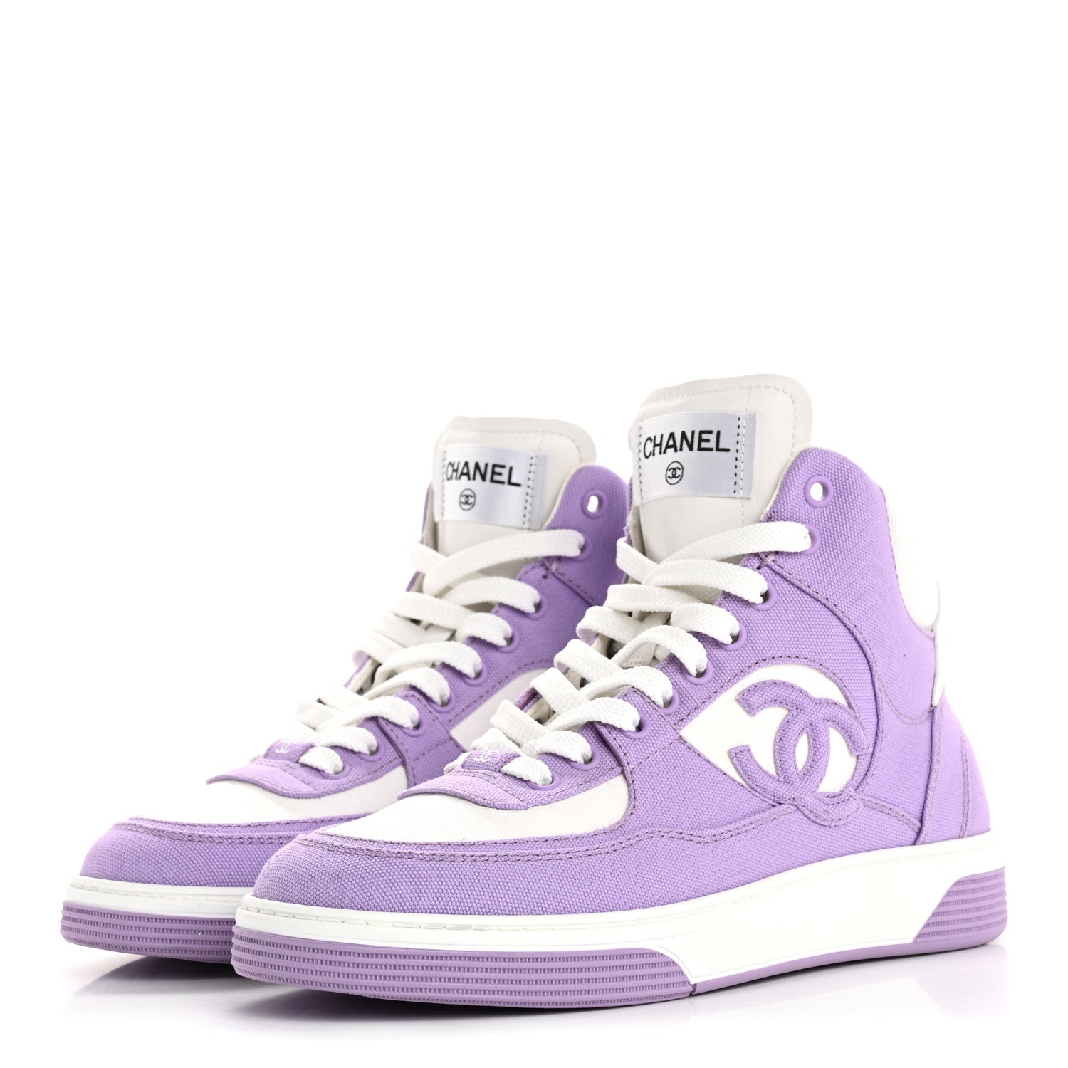 Cotton High Top Sneakers 38 Purple White