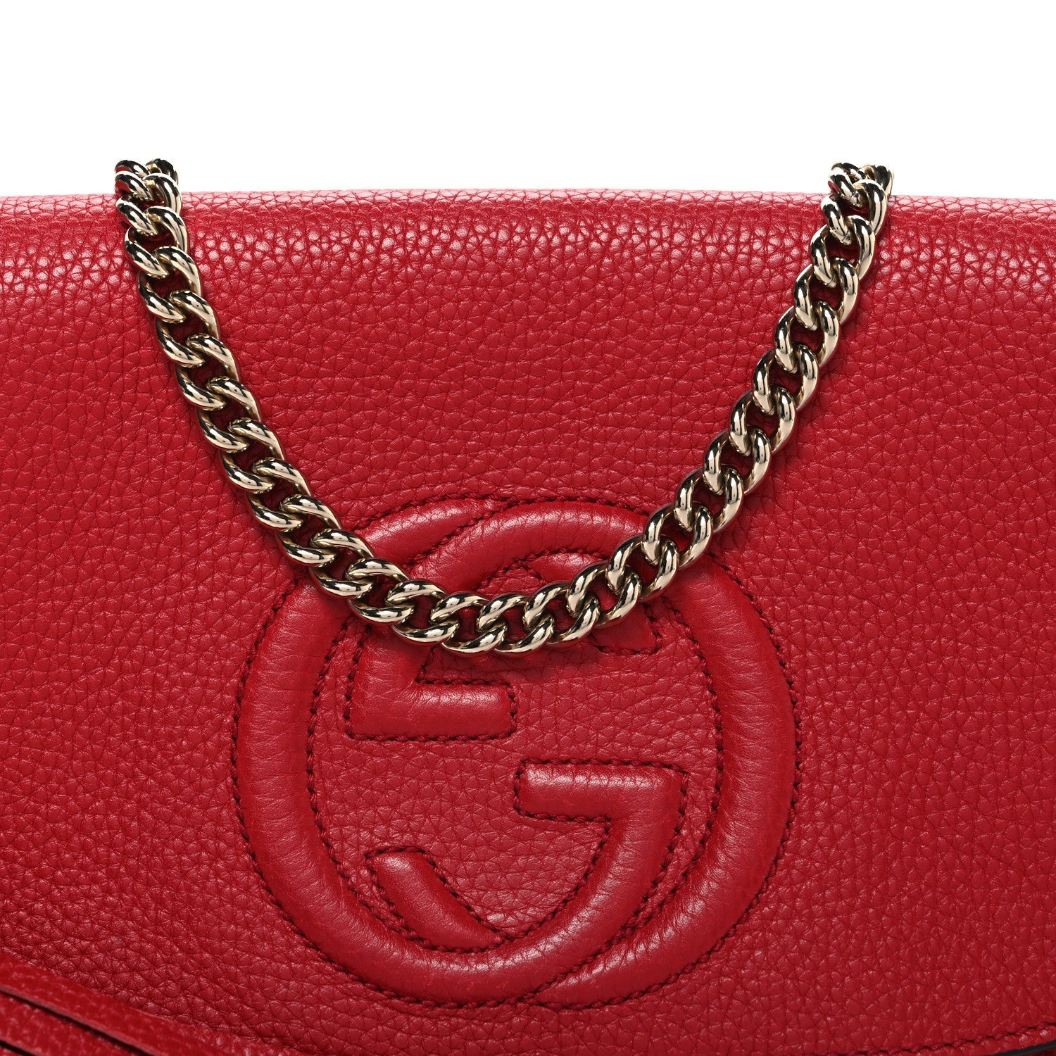 Pebbled Calfskin Medium Soho Flap Crossbody Vibrant Red
