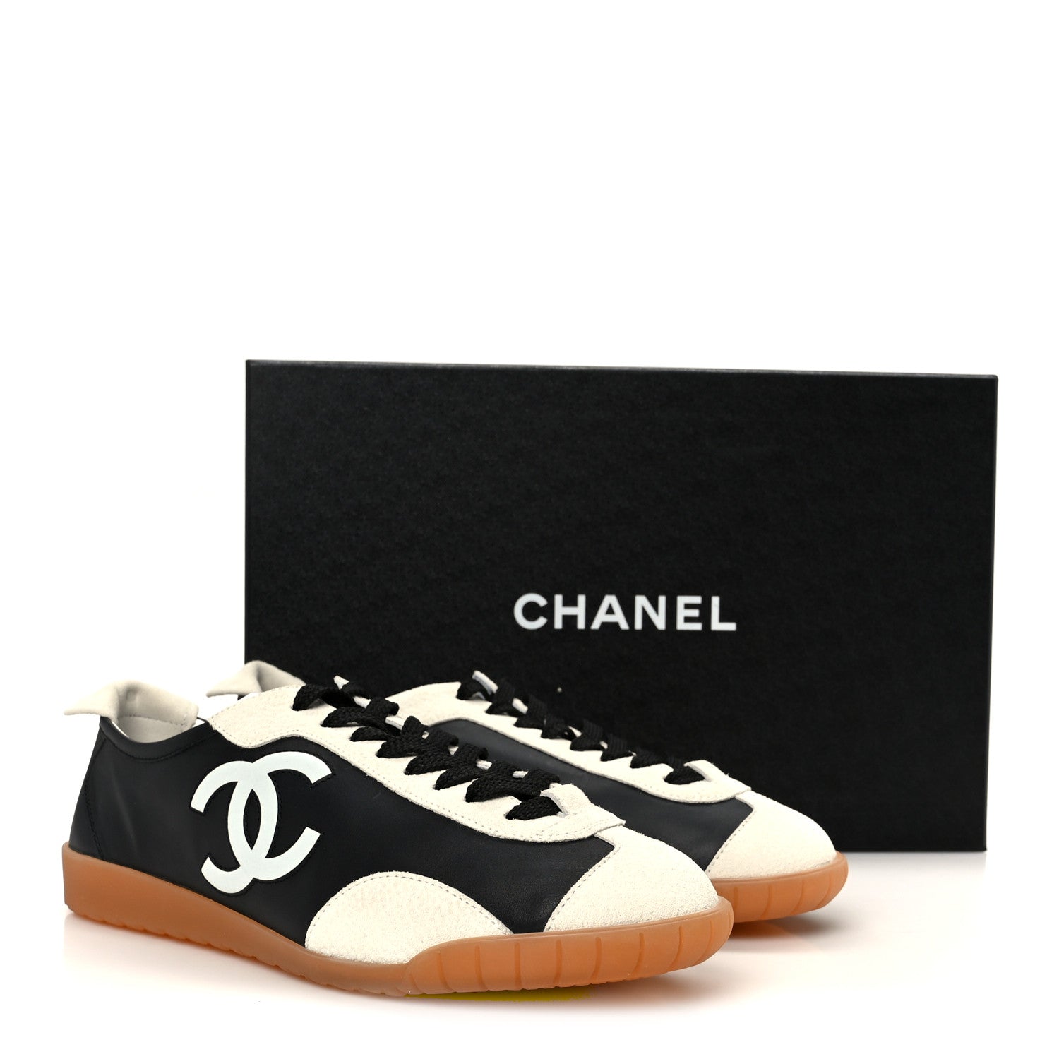 Calfskin Embossed Suede Sneakers 40 Black White