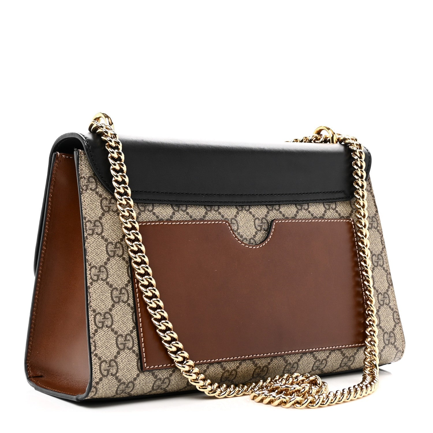 GG Supreme Monogram Calfskin Medium Padlock Shoulder Bag Beige Black Cuir