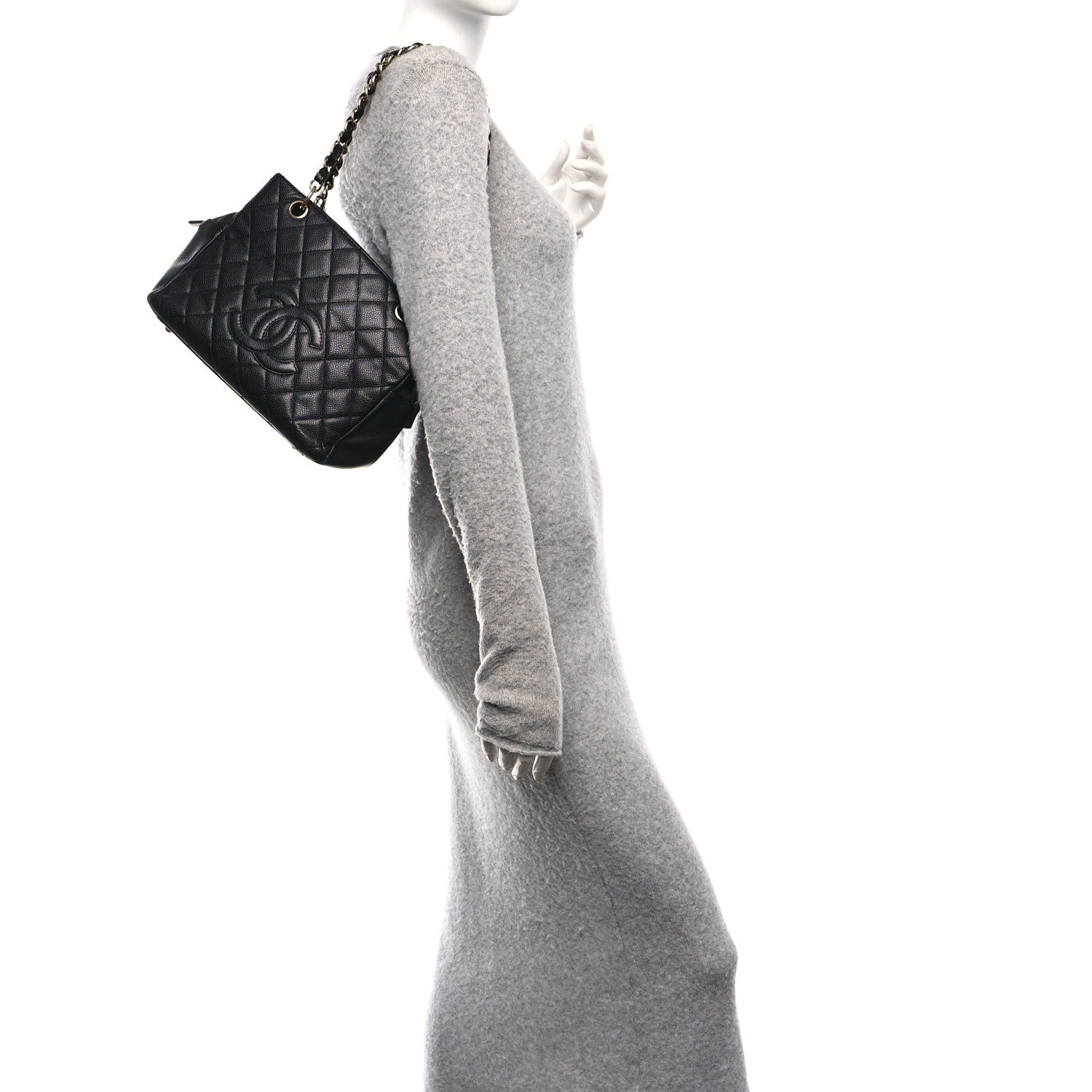 Caviar Quilted Petit Timeless Tote PTT Black