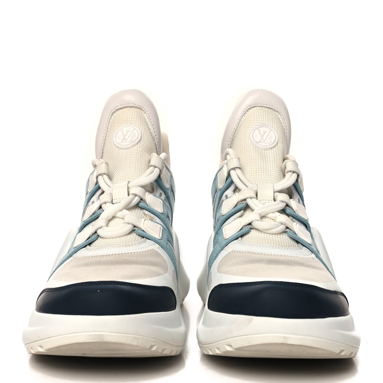 Calfskin Technical Nylon LV Archlight Sneakers 40 White Blue Gris