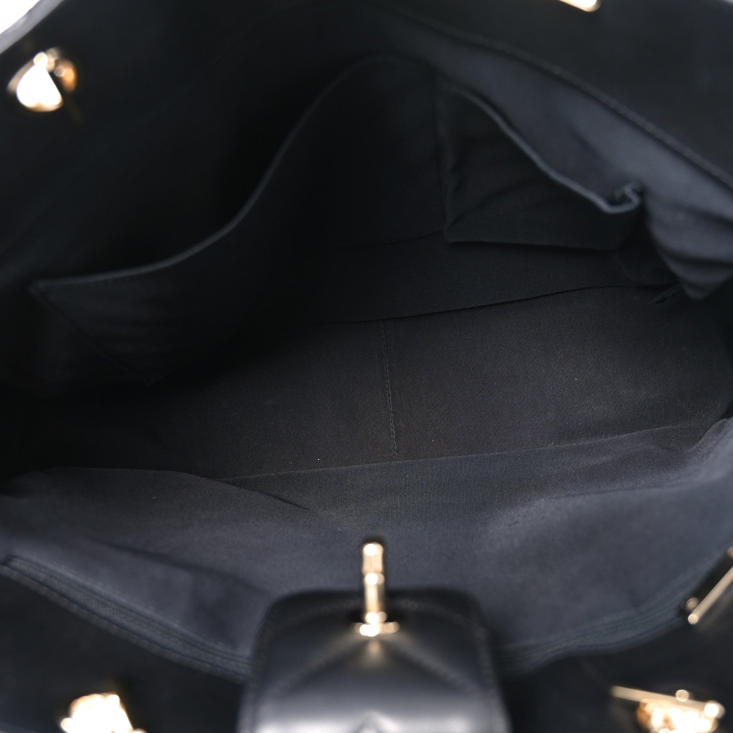 Iridescent Calfskin Chevron Quilted Shopping Tote Black