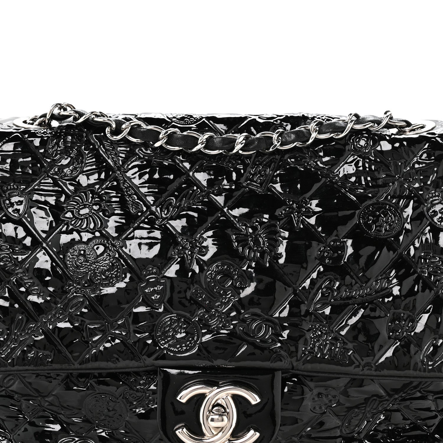 Patent Large Lucky Symbols Flap Black