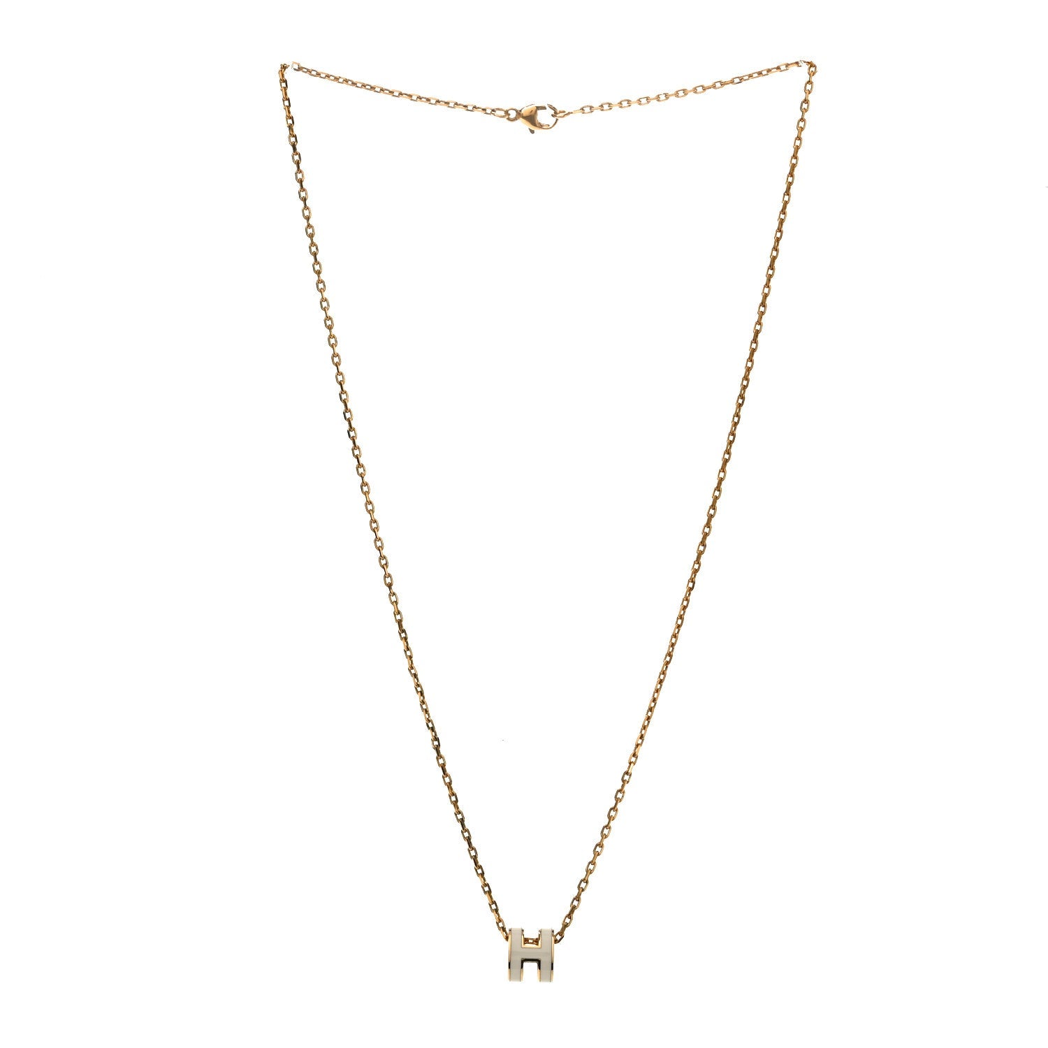 Lacquered Gold Mini Pop H Pendant Necklace White