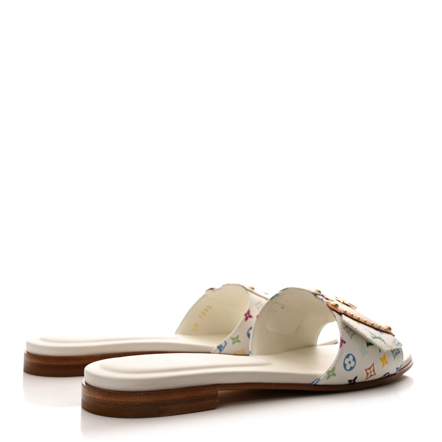 LV X TM Monogram Multicolor Frame Flat Mule Sandals 38 White Multicolor