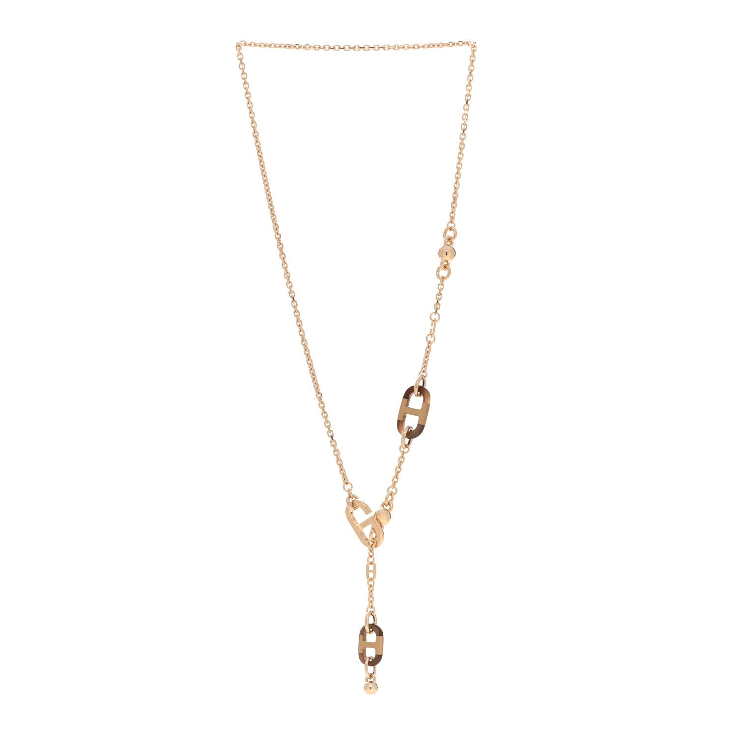 Lacquered Horn Permabrass Sur Mer Necklace Small Model Gold Black