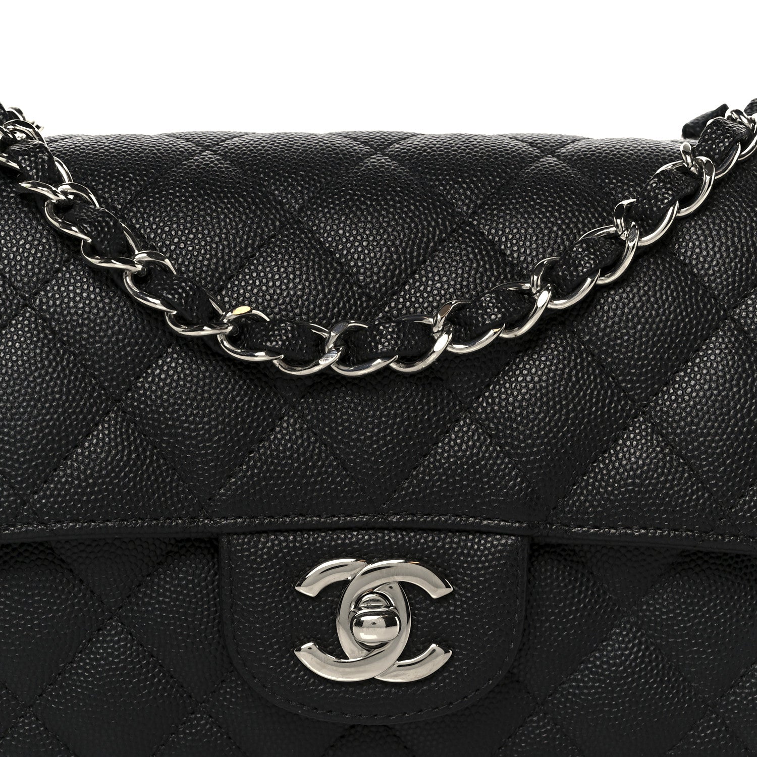 Caviar Quilted Mini Rectangular Flap Black