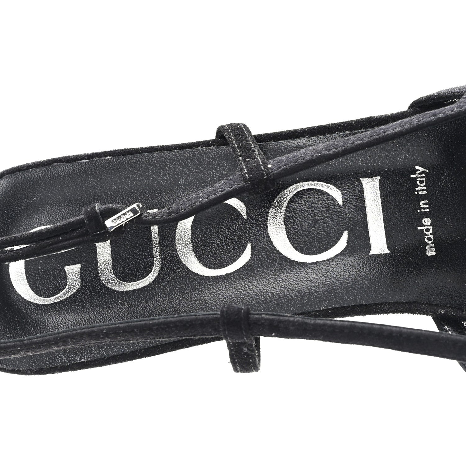 Tela Retino Kid Scamosciato Crystal GG Monogram Square G 35mm Slingback Pumps 39.5 Black