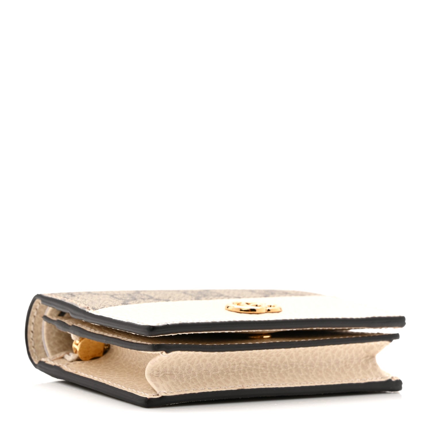 Dollar Calfskin GG Supreme Monogram GG Marmont Card Case Mystic White Beige Ebony
